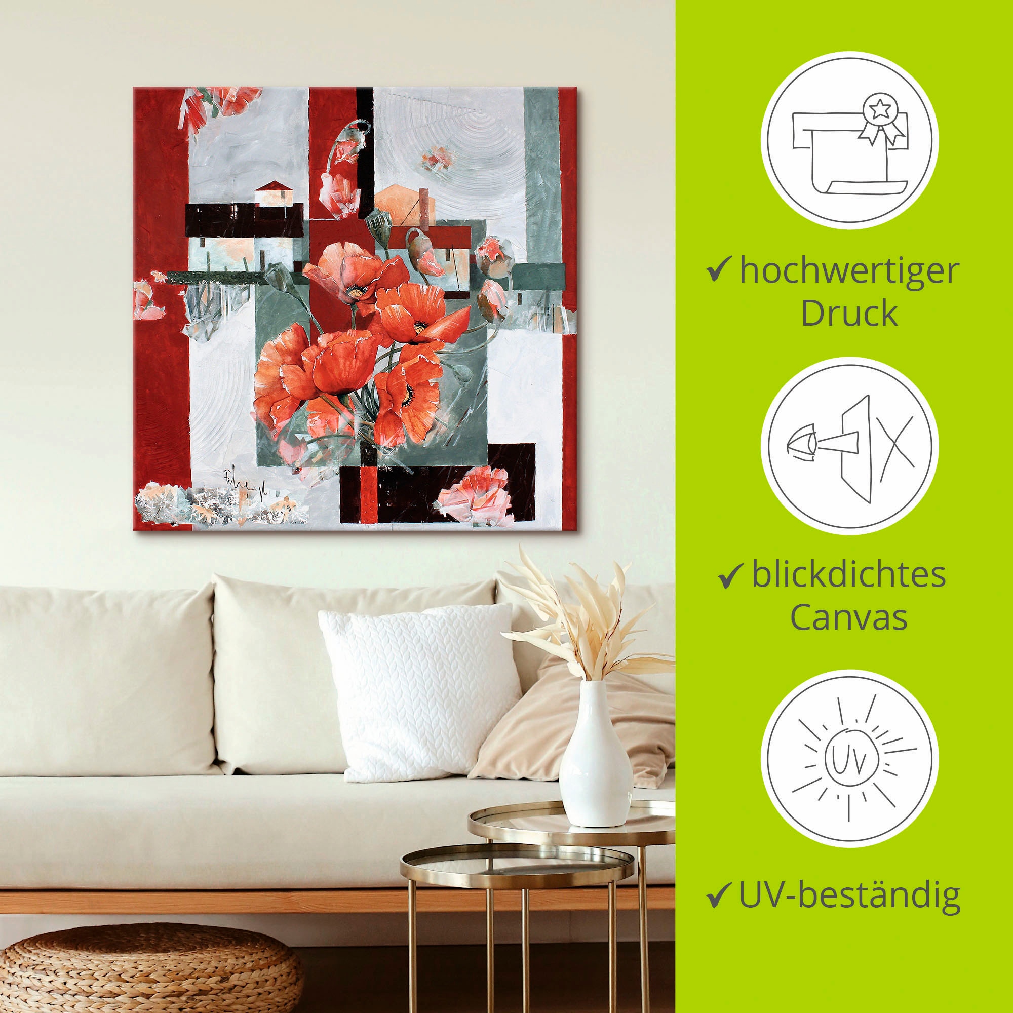 Artland Leinwandbild »Mohn Variation«, Blumen, (1 St.), auf Keilrahmen gespannt