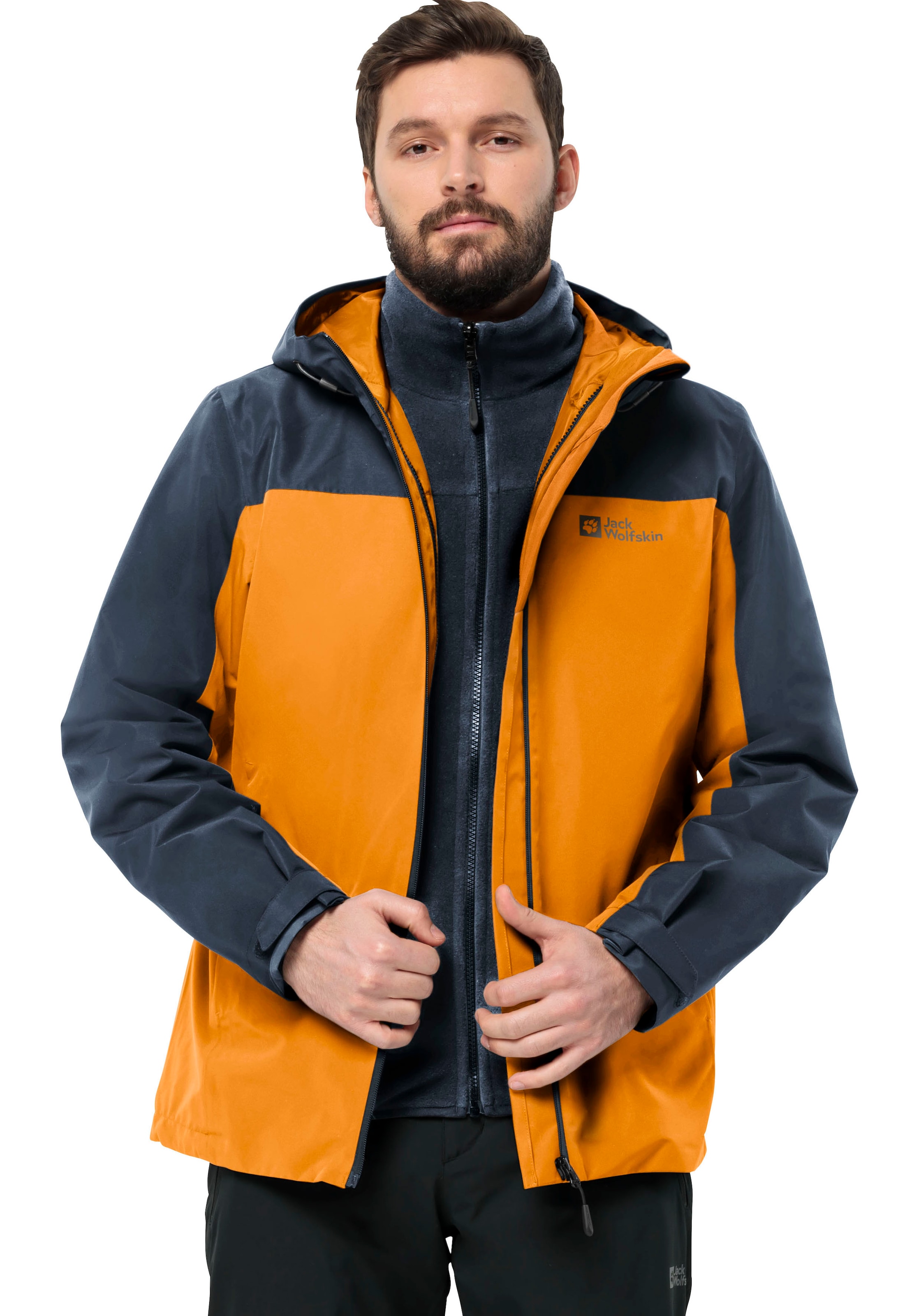 Jack Wolfskin 3-in-1-Funktionsjacke »TAUBENBERG 3IN1 JKT M«, mit Kapuze, mit wasserabweisenden Reissverschlüssen, Wasserdicht, Atmungsaktiv