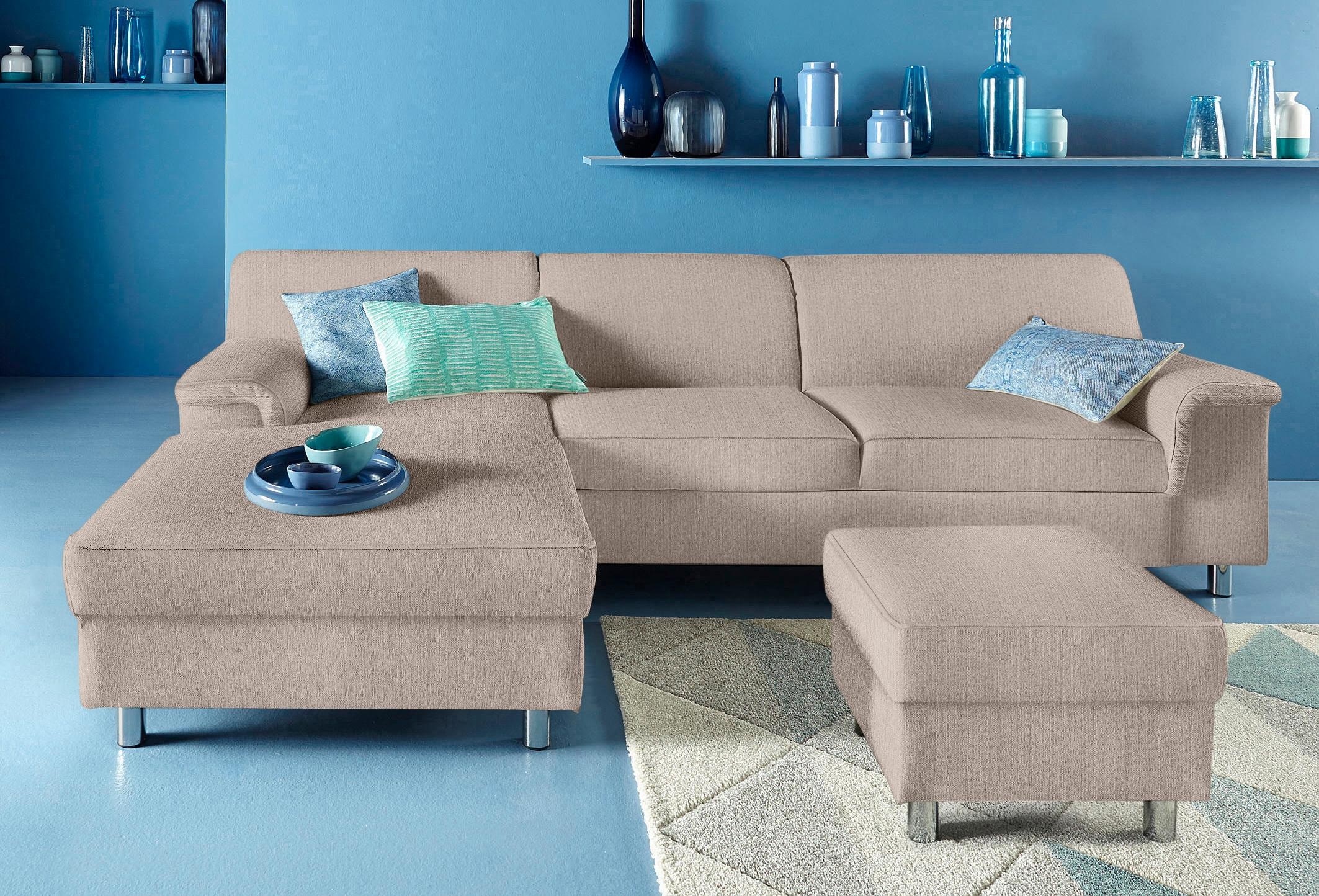 INOSIGN Ecksofa »Jamie, modern und elegant, Fusshöhe 9cm, L-Form,«, wahlweise mit Bettfunktion