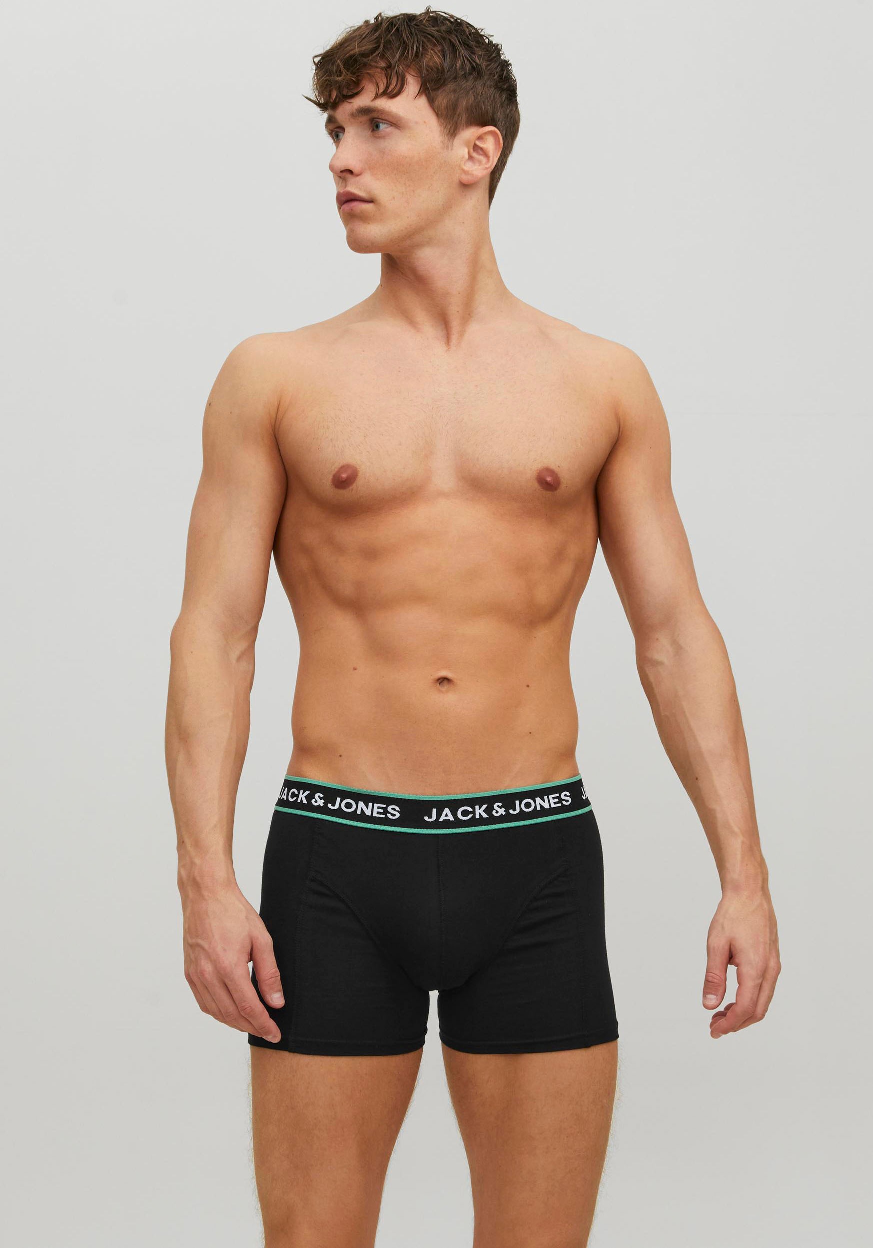 Jack & Jones Trunk »JACFLOWER mit Blumenprint und elastischem Bund«, (Packung, 3 St.), bedruckt, modisch, eng anliegend, Baumwollmischung, Bündchen