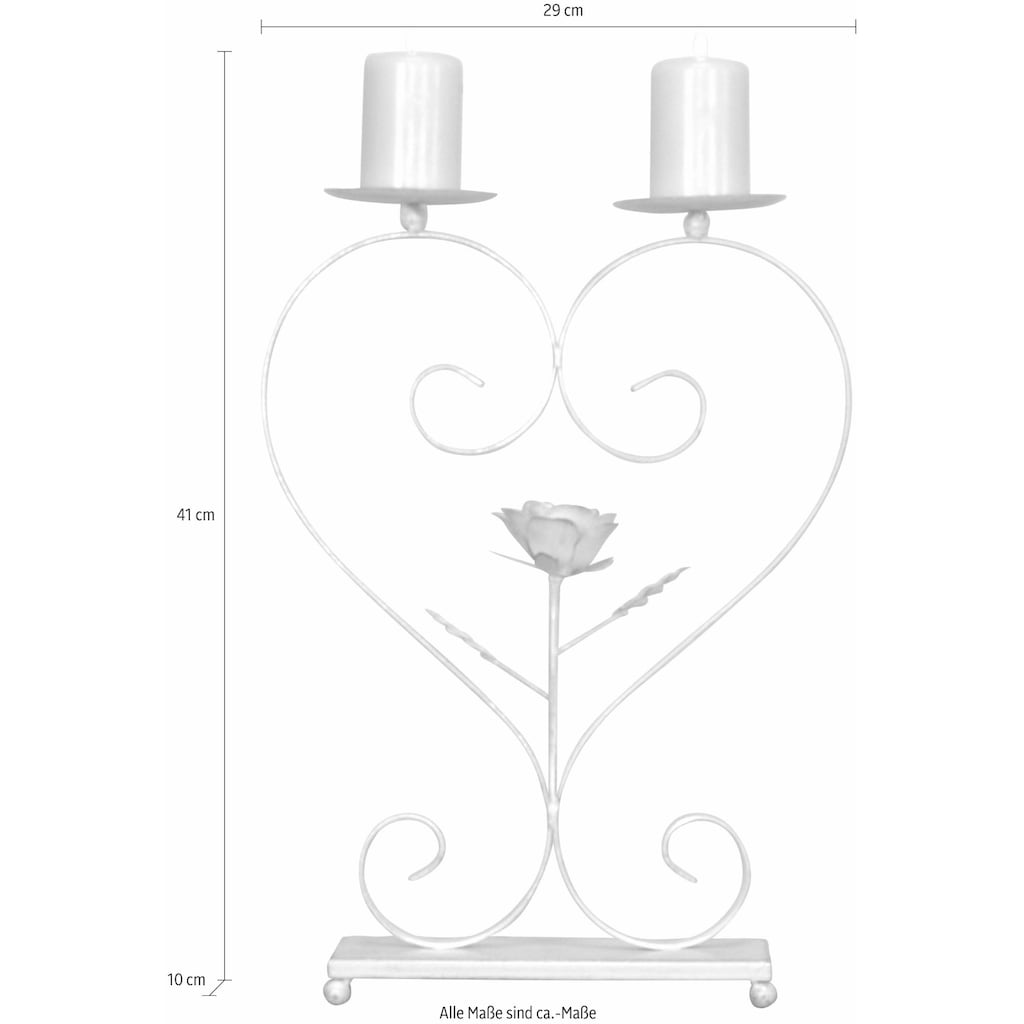 Home affaire Kerzenständer, Kerzenhalter, für zwei Stumpenkerzen, aus Metall, Höhe ca. 41 cm