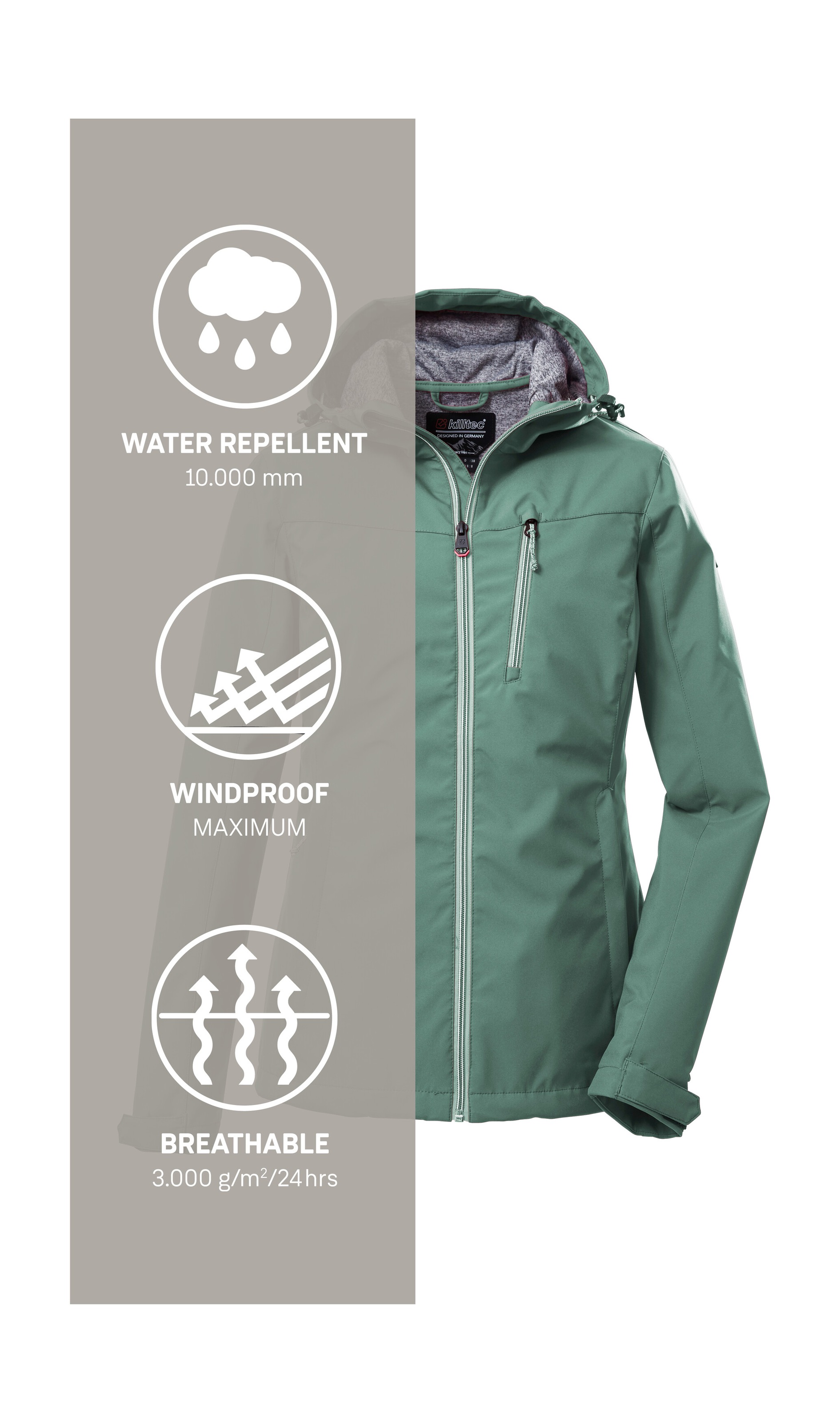 Killtec Softshelljacke »KOS 89 WMN SFTSHLL JCKT«, Damen Softshelljacke: Wind-und wasserdicht, atmungsaktiv, PFAS-frei