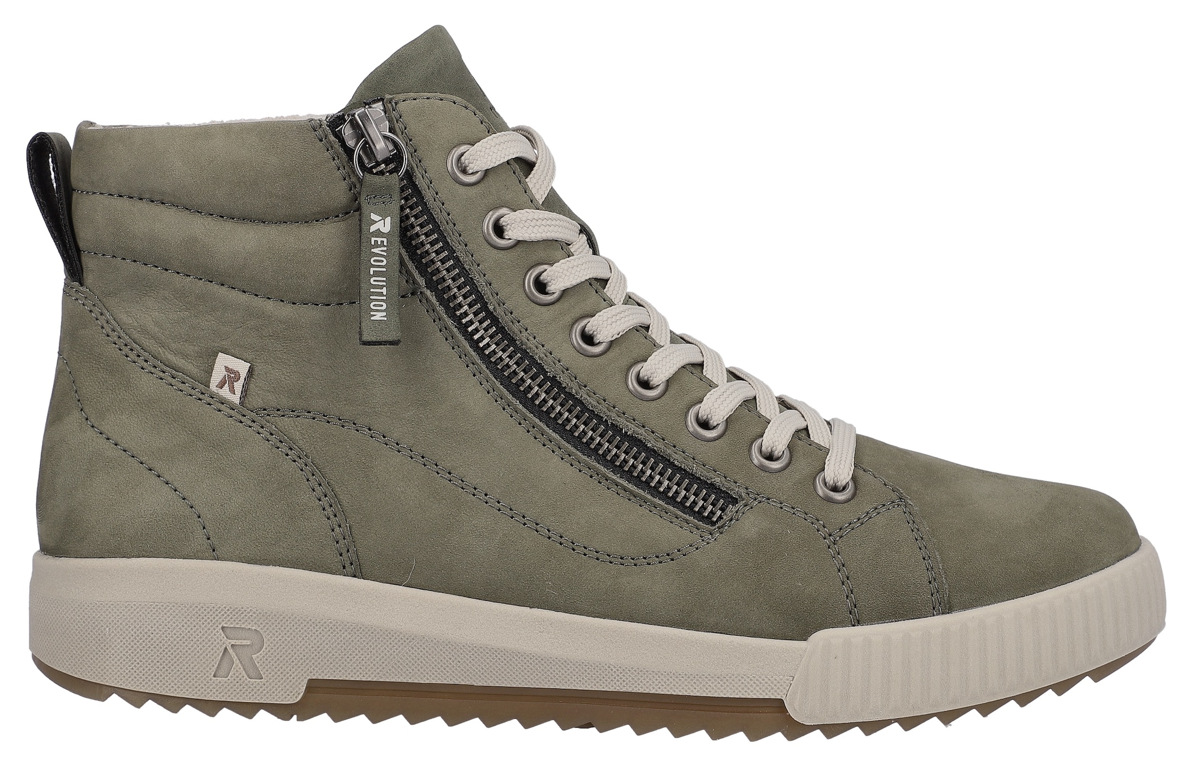 RIEKER Sport Schnürboots, Stiefelette, High Top Sneaker, Freizeitboots mit Reissverschluss
