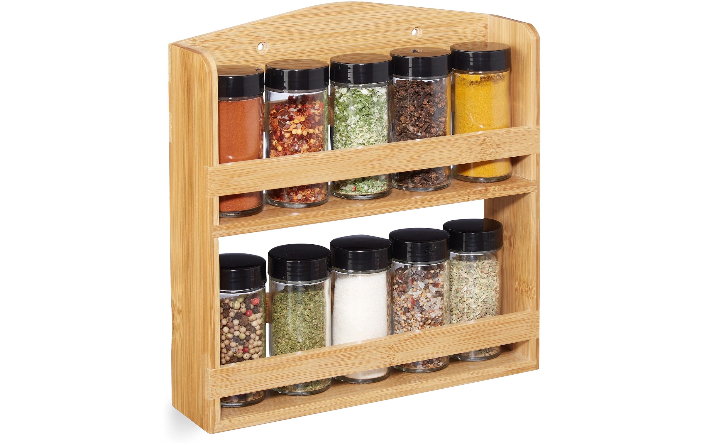 Relaxdays, relaxdays Gewürzregal »10 Gläser«, hellbraun