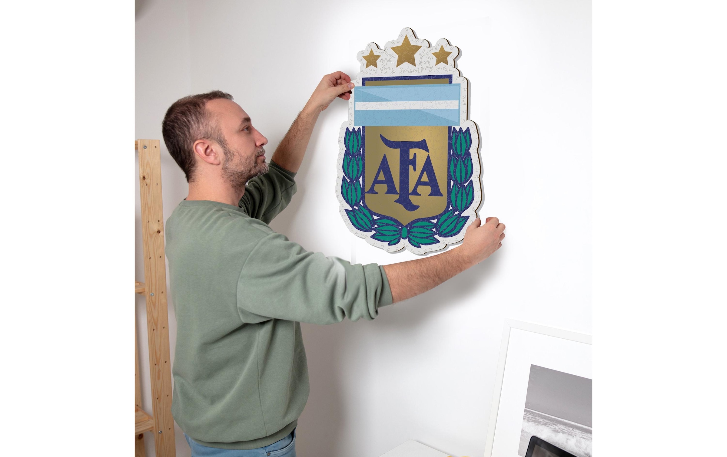 Puzzle »Iconic Nationalmanschaft Argentinien- Logo«, Holzart: Birke (Herkunftsland: China)