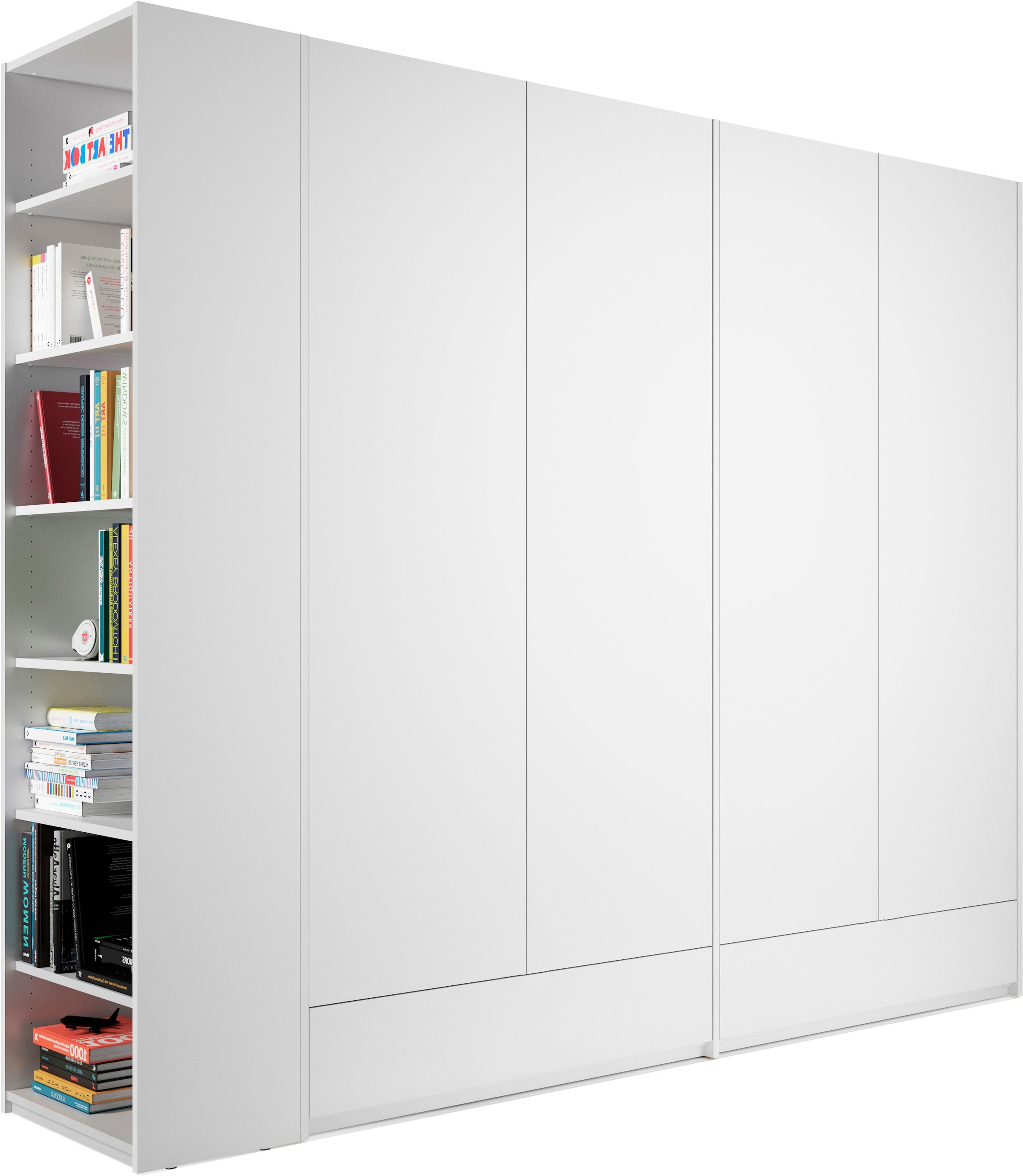 Kleiderschrank »Modular Plus Variante 4«, 2 Schubladen, Anbauregal wahlweise links...