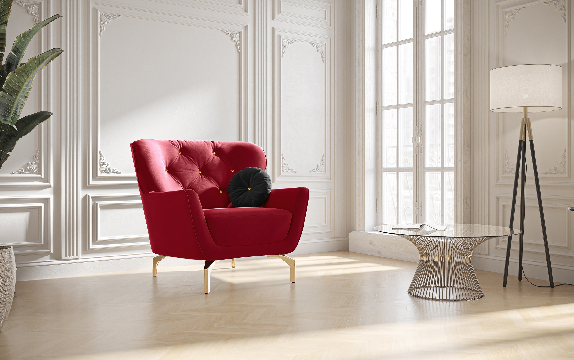 sit&more Sessel »Orient 3«, inkl. 1 Zierkissen mit Strass-Stein, goldfarbene Metallfüsse
