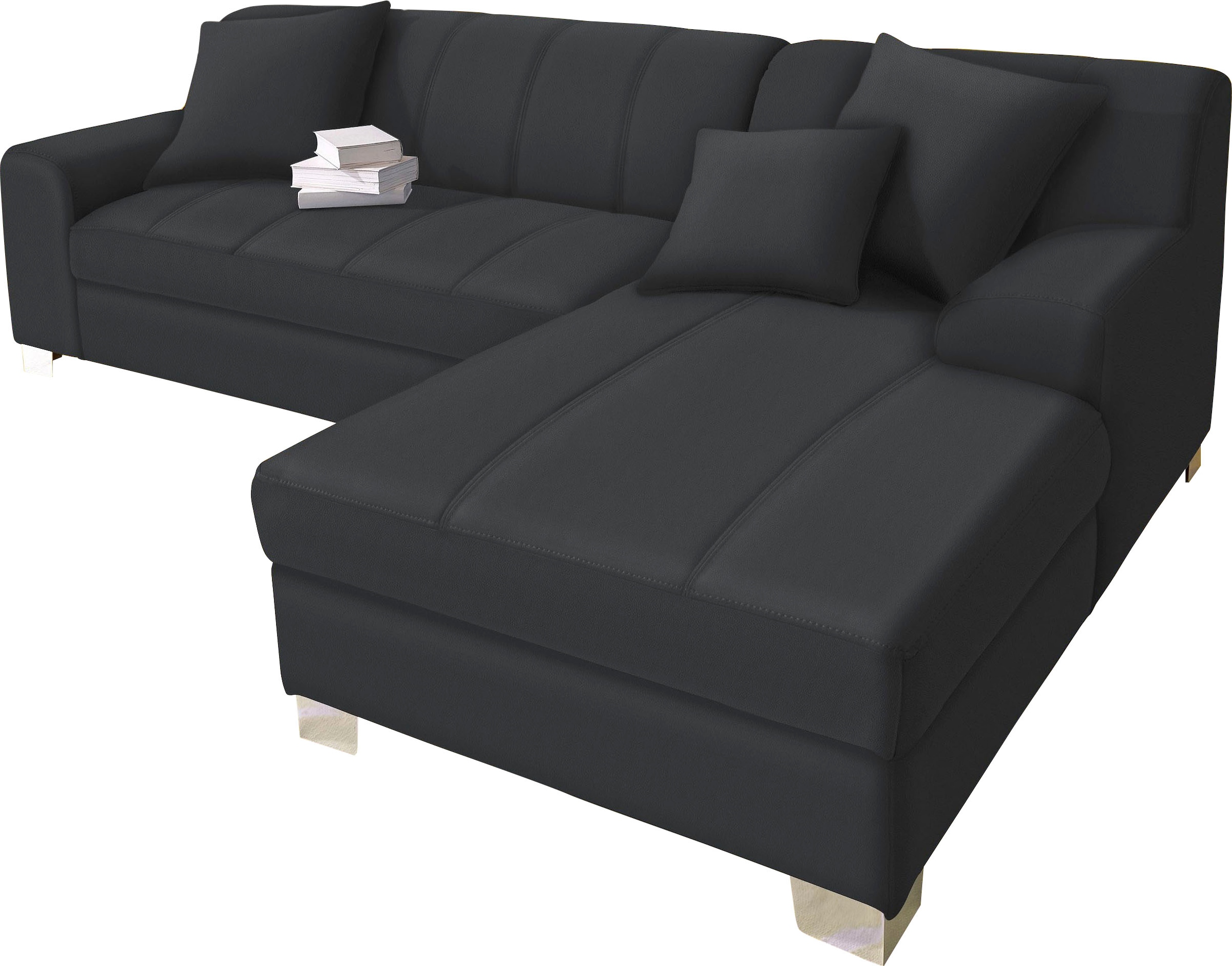 DOMO collection Ecksofa »Turah incl. Zierkissen, moderne Steppung, auch in Leder«, wahlweise mit Bettfunktion, Schlafsofa, B/T/H: 239/152/75 cm, L-Form