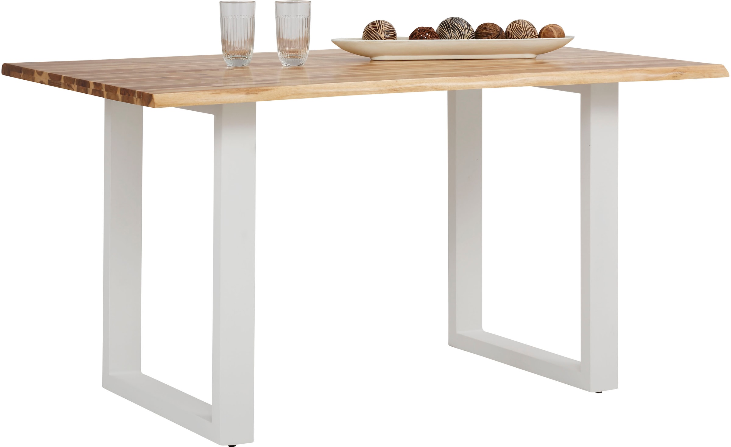 Home affaire Esstisch »Melody«, Akazienholz, mit Metallfussgestell Breite 140 cm