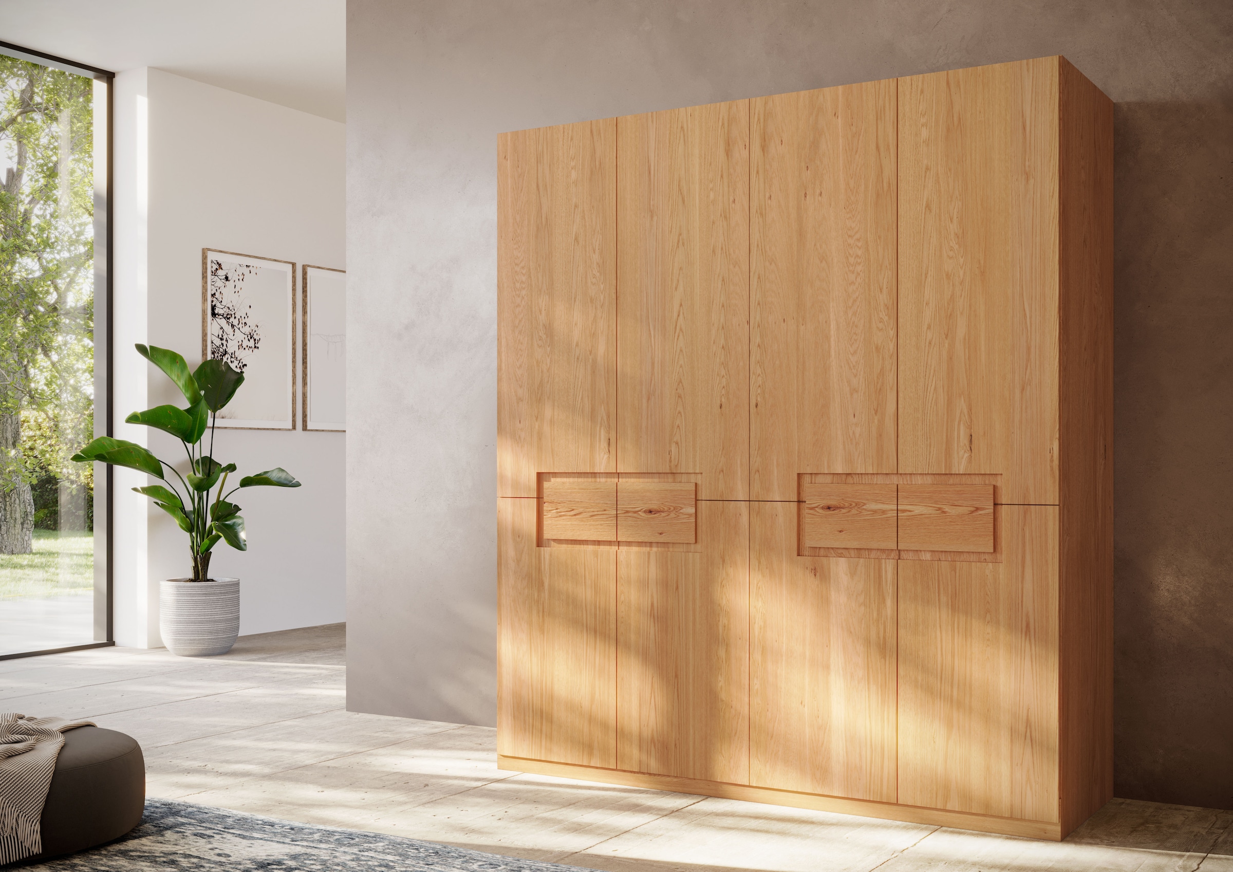 Home affaire Kleiderschrank »Léopoldine aus Kernbuche, erhältlich in verschiedenen Breiten« Massivholz-Kleiderschrank, im 50 cm Raster planbar