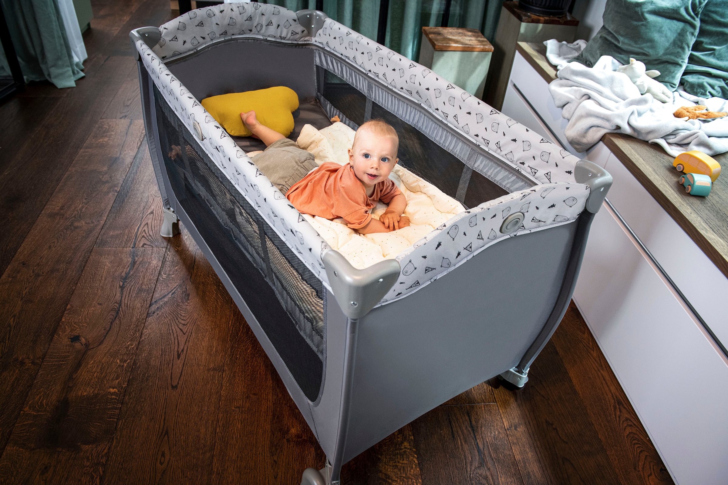 Hauck Baby-Reisebett »Sleep N Play, nordic grey«, (6 tlg.), inkl. Transporttasche