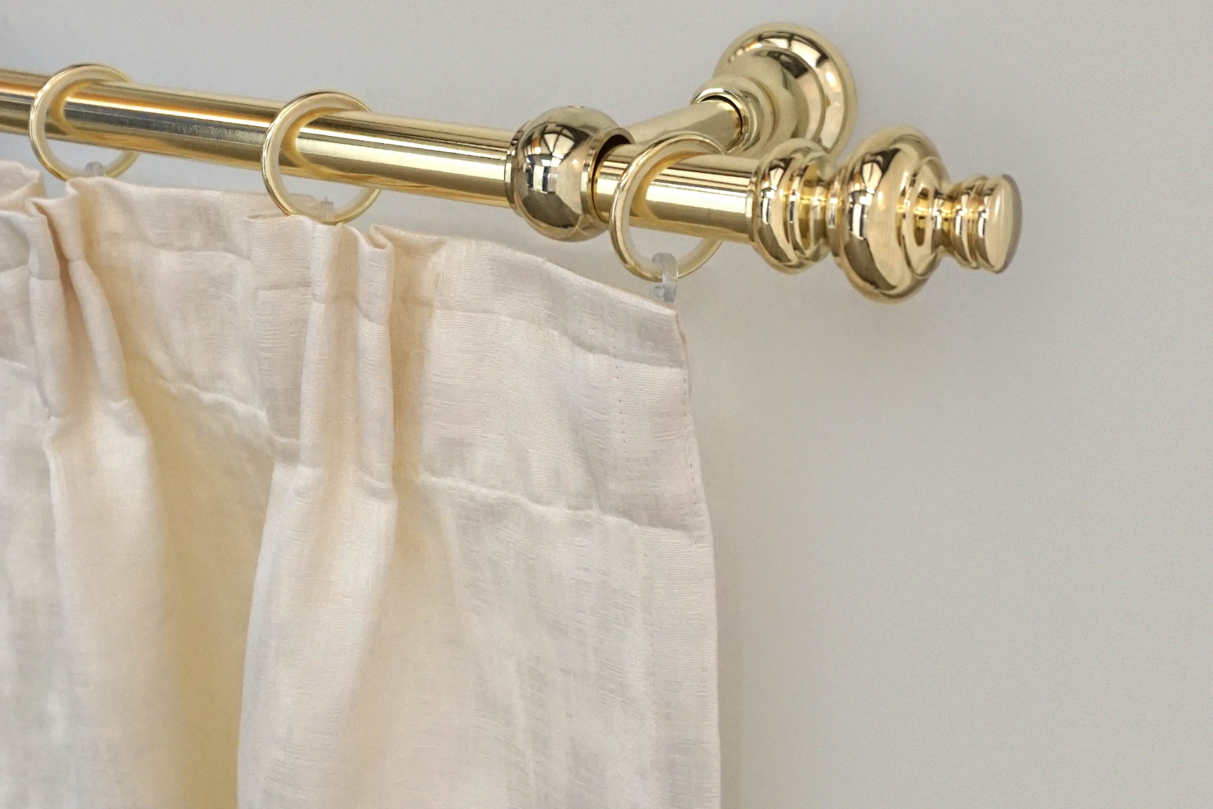 GARESA Gardinenstange "ANDREA" Ø 20 mm 1 läufig-läufig Wunschmasslänge Vorhanggarnitur, verlängerbar, Endknopf Profil gross, mit Ringen