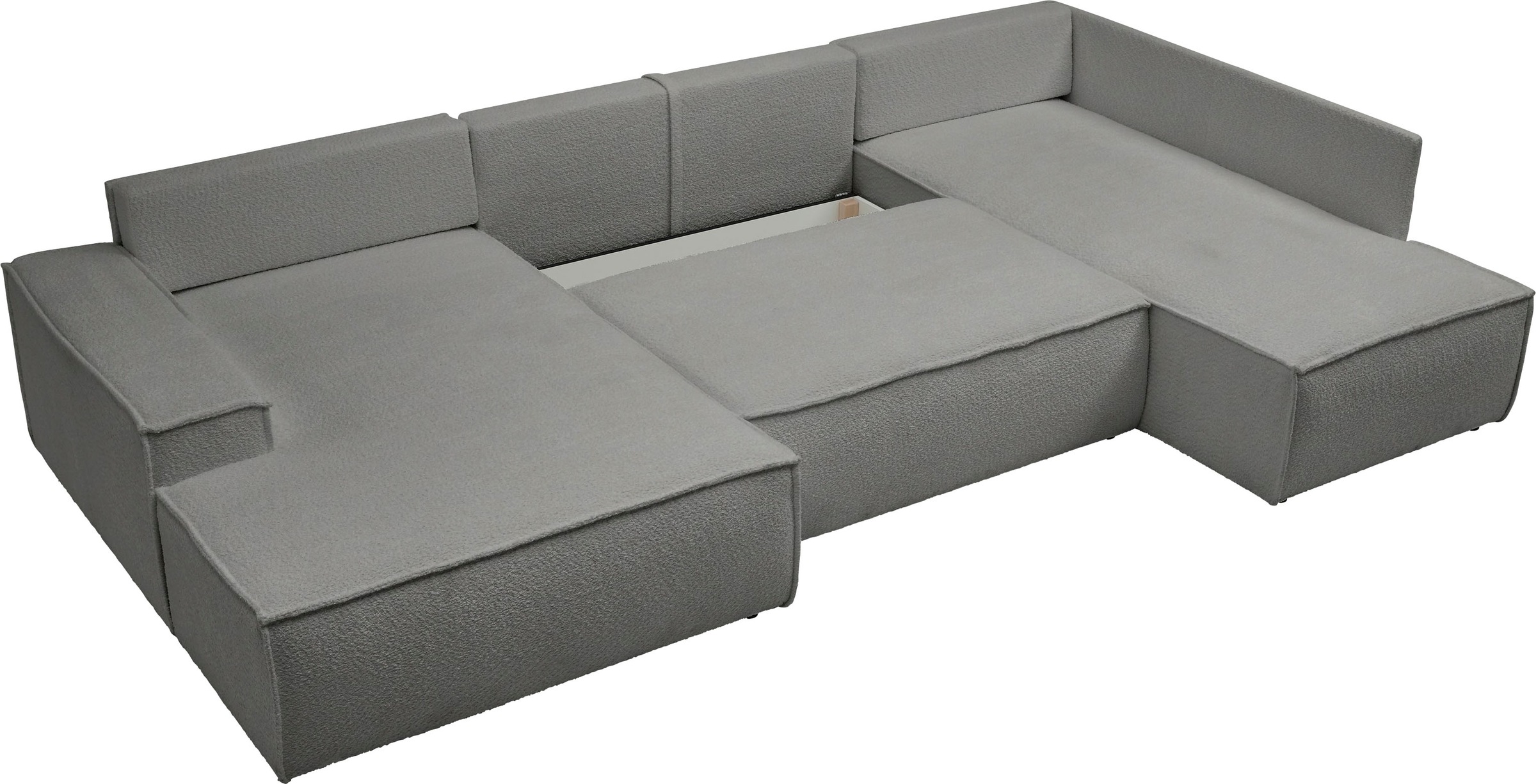 andas Wohnlandschaft »FINNLEY U-Form XXL 329 cm, Schlafsofa, Schlaffunktion m. Bettkasten«, (194/139 cm), Bouclé, Struktur und Cord