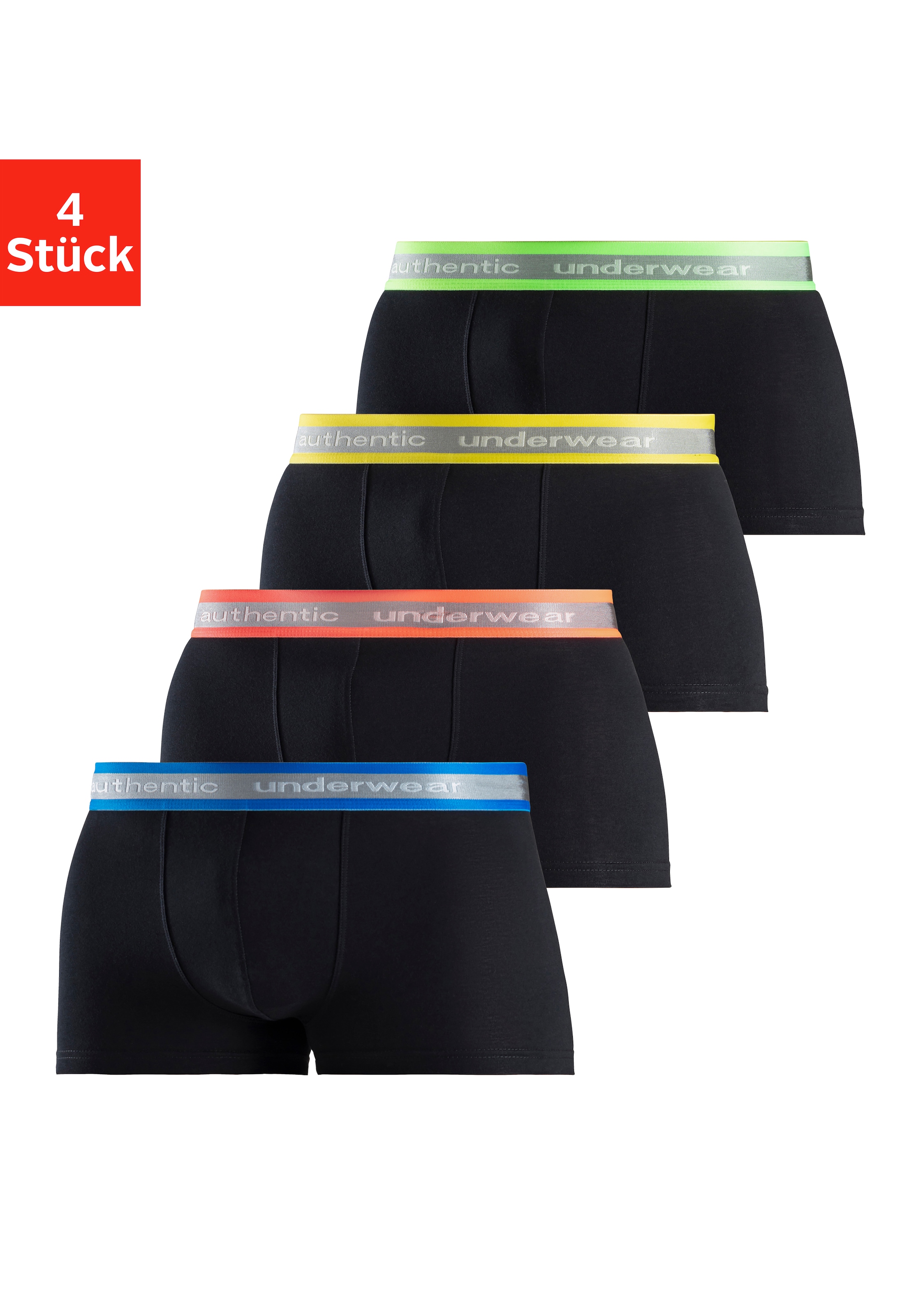 AUTHENTIC LE JOGGER Boxer »Boxershorts für Herren« Packung, 4er-Pack, 4 Stk., angenehm weiches Neon-Bündchen