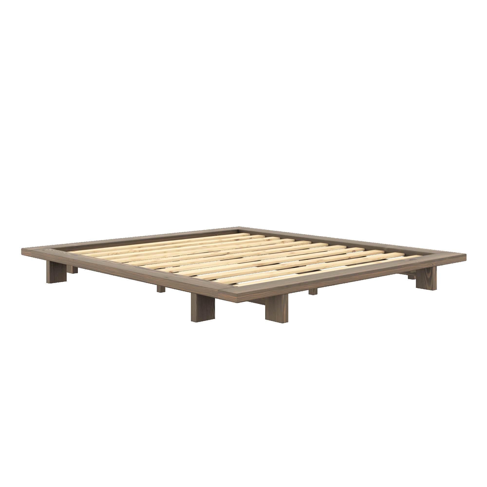 Karup Design Bettgestell »JAPAN BED Bodenbett, Holzrahmen, Futonbett, Jugendbett, Holzbett«, Massivholzbett mit Lattenrost, Kiefer massiv, Doppelbett ohne Kopfteil