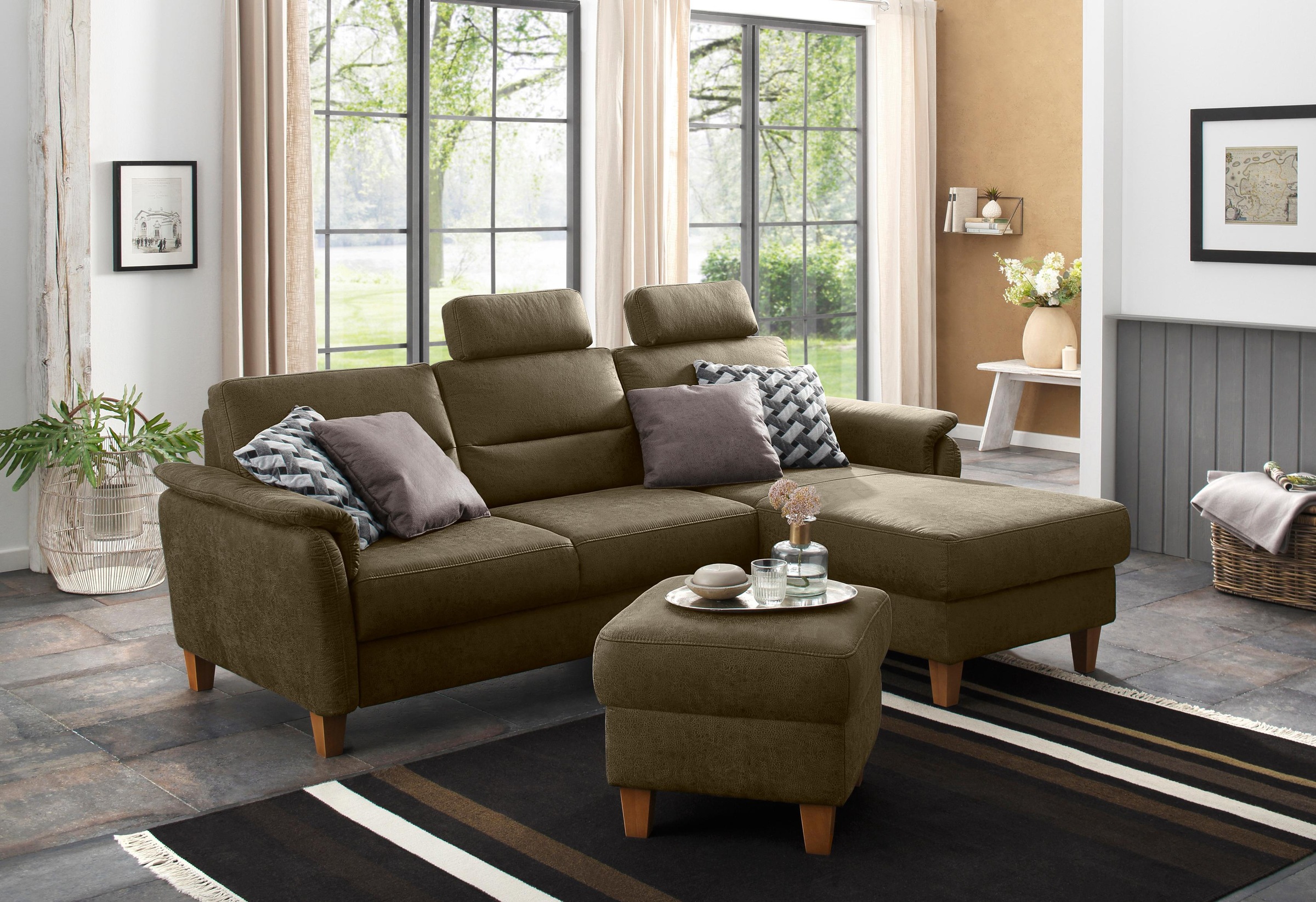 Home affaire Ecksofa »Palmera L-Form«, Federkern, wahlweise mit Bettfunktion und mit/ohne Bettkasten