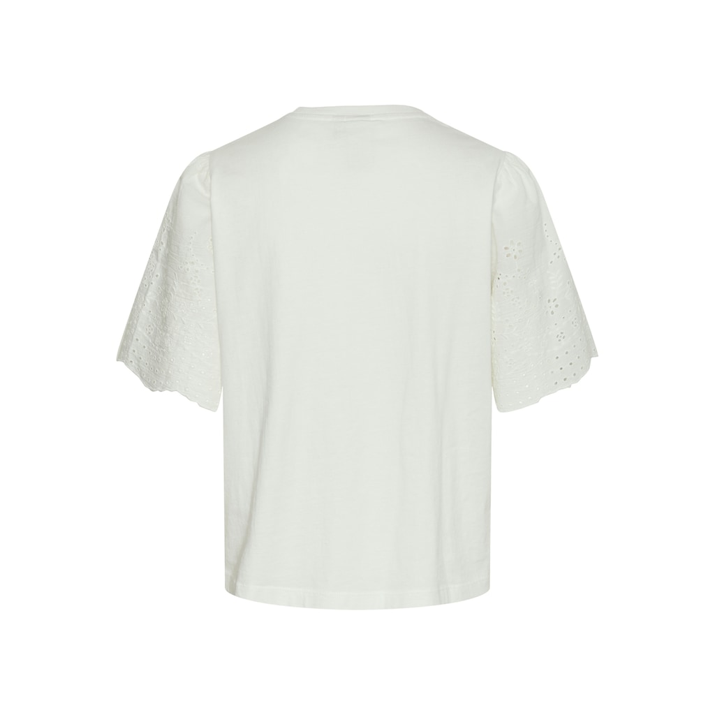 Y.A.S Kurzarmshirt »Shirt, Oberteil YASLEX SS TOP W. EMB SLEEVES S. NOOS«, (Kurzarm mit Lochstickerei, Rundhalsausschnitt, normal geschnitten)