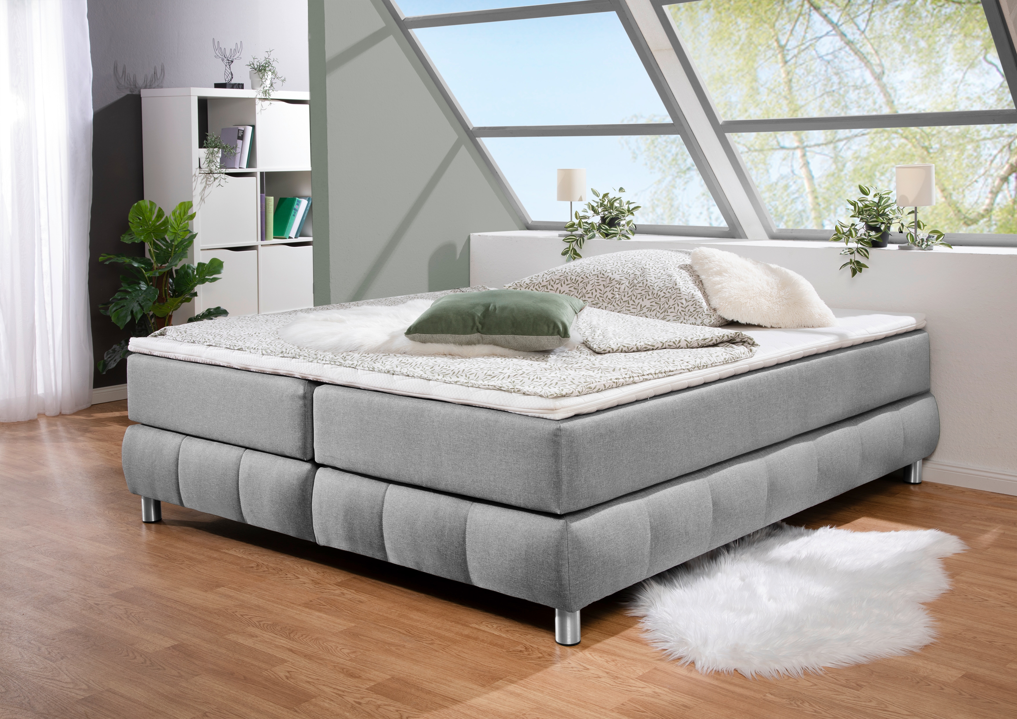 Home affaire Boxspringbett "Salo" Ohne Kopfteil, inkl. Topper, auch in Überlänge 220 cm