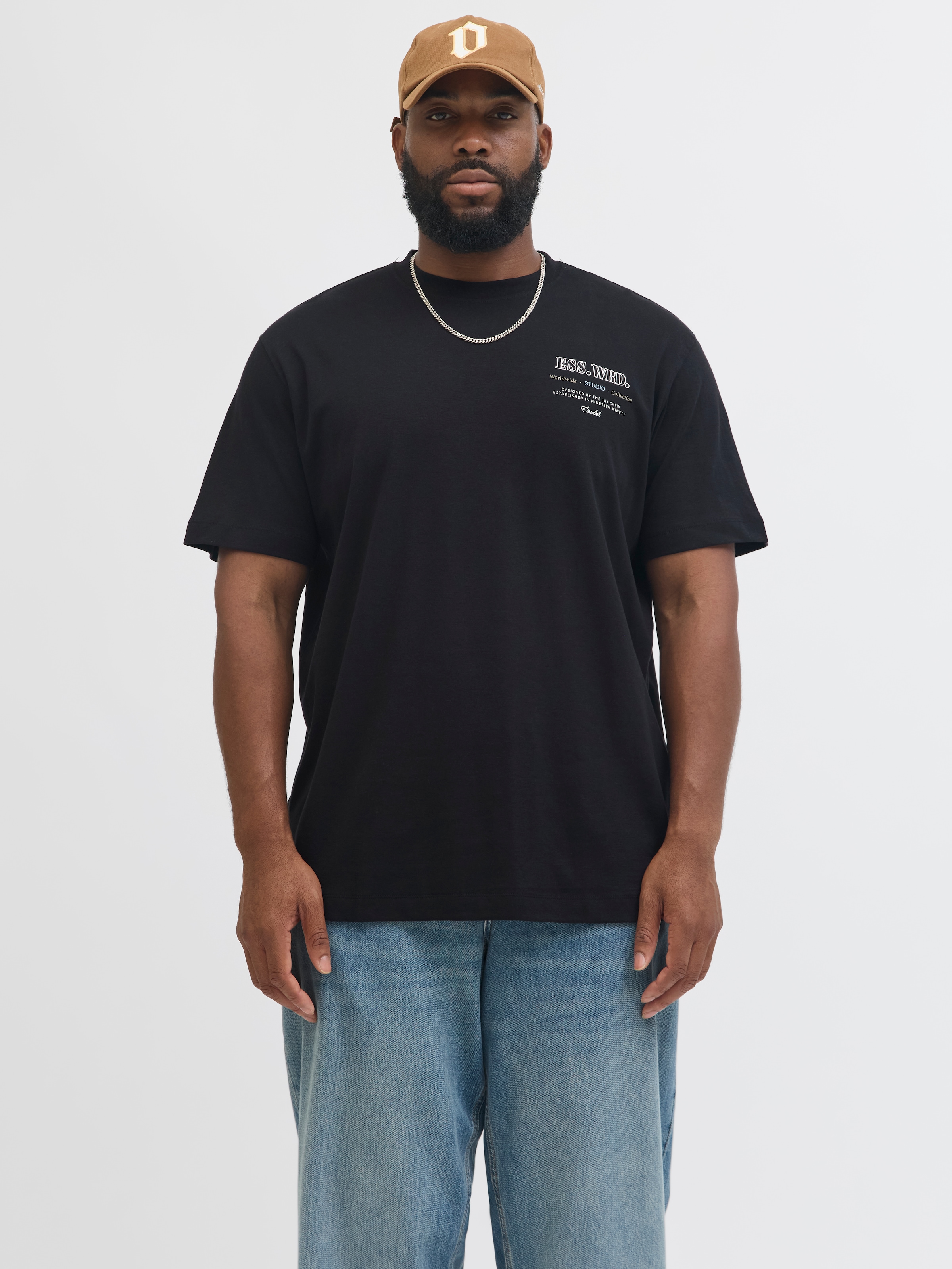 Jack & Jones PlusSize T-Shirt "JJEURBAN EDGE STUDIO TEE SS SN PLS" mit Logobranding