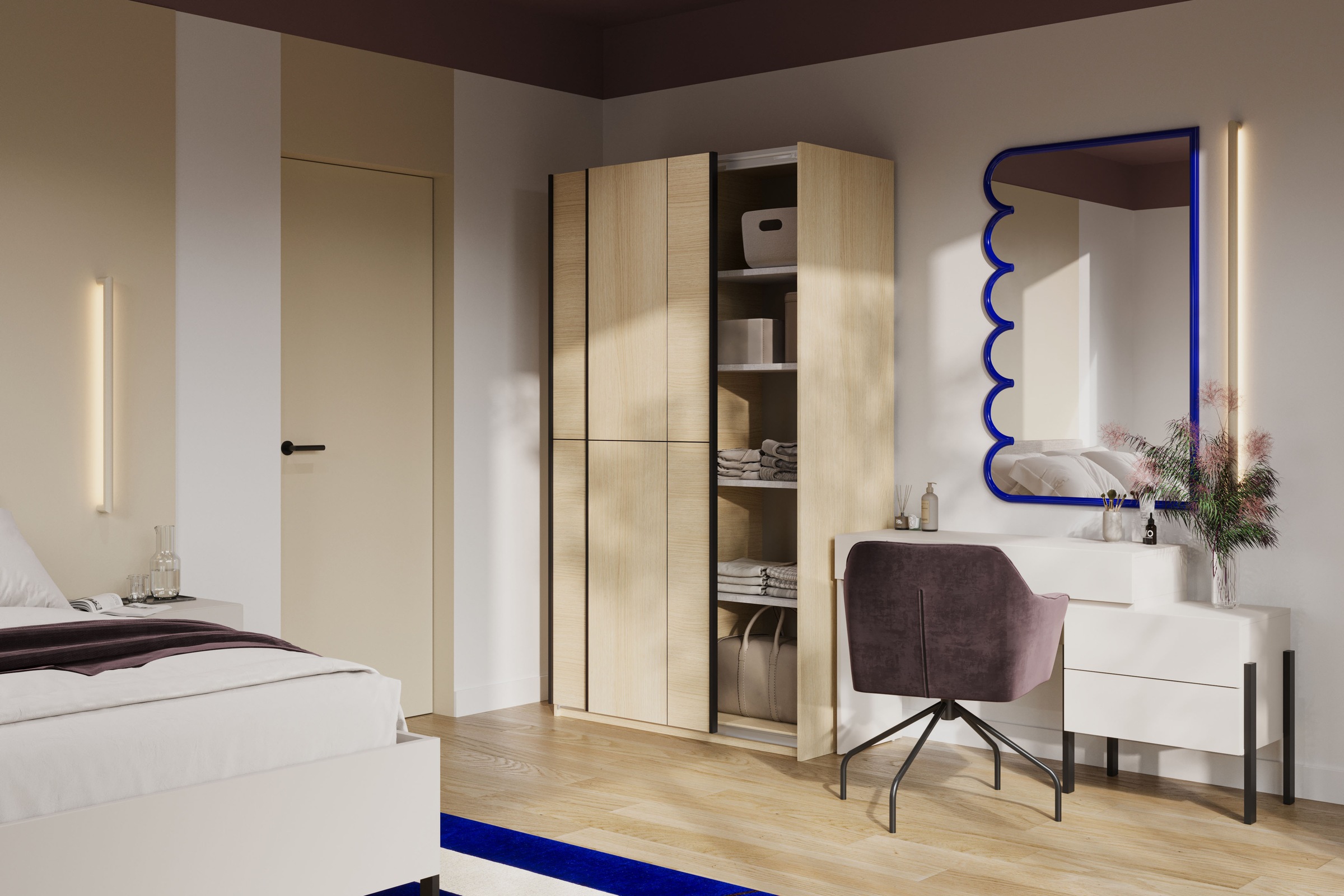 Home affaire Schiebetürenschrank »Cube Garderobenschrank incl.kompletter Innenausstattung«, Moderner Kleiderschrank, Schiebetürenschrank, Garderobe