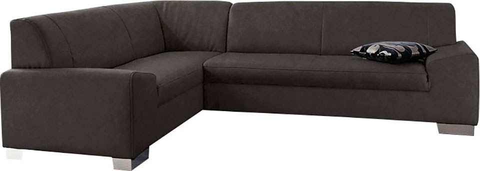 DOMO collection Ecksofa »Alisson, zeitlose Optik, flache Armlehnen, L-Form«, fester Sitzkomfort, wahlweise mit Bettfunktion