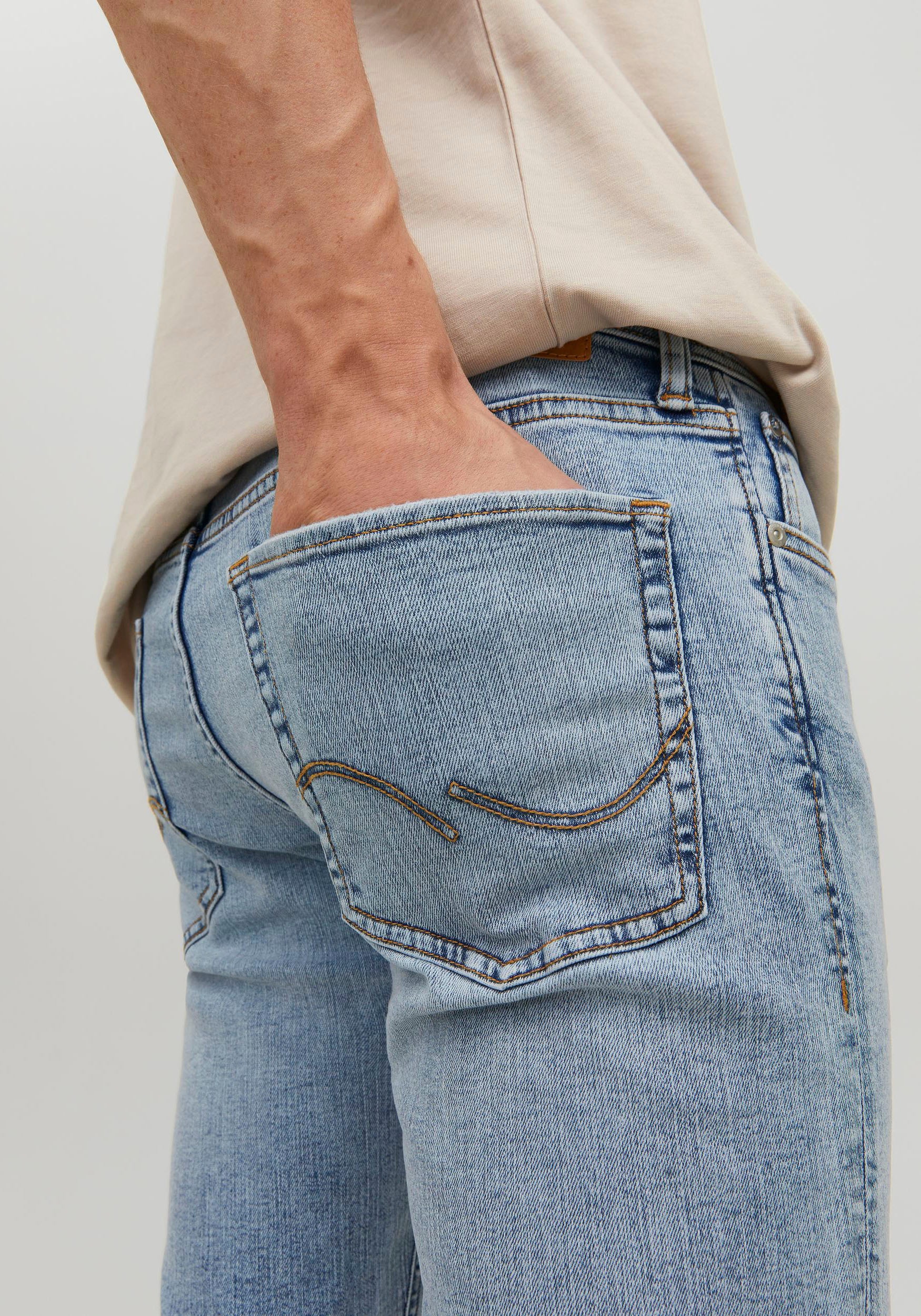 Jack & Jones Slim-fit-Jeans »JJIGLENN – Jeans mit Stretch und figurbetonter Silhouette«, Used, modisch, slim fit, Denim/Jeans