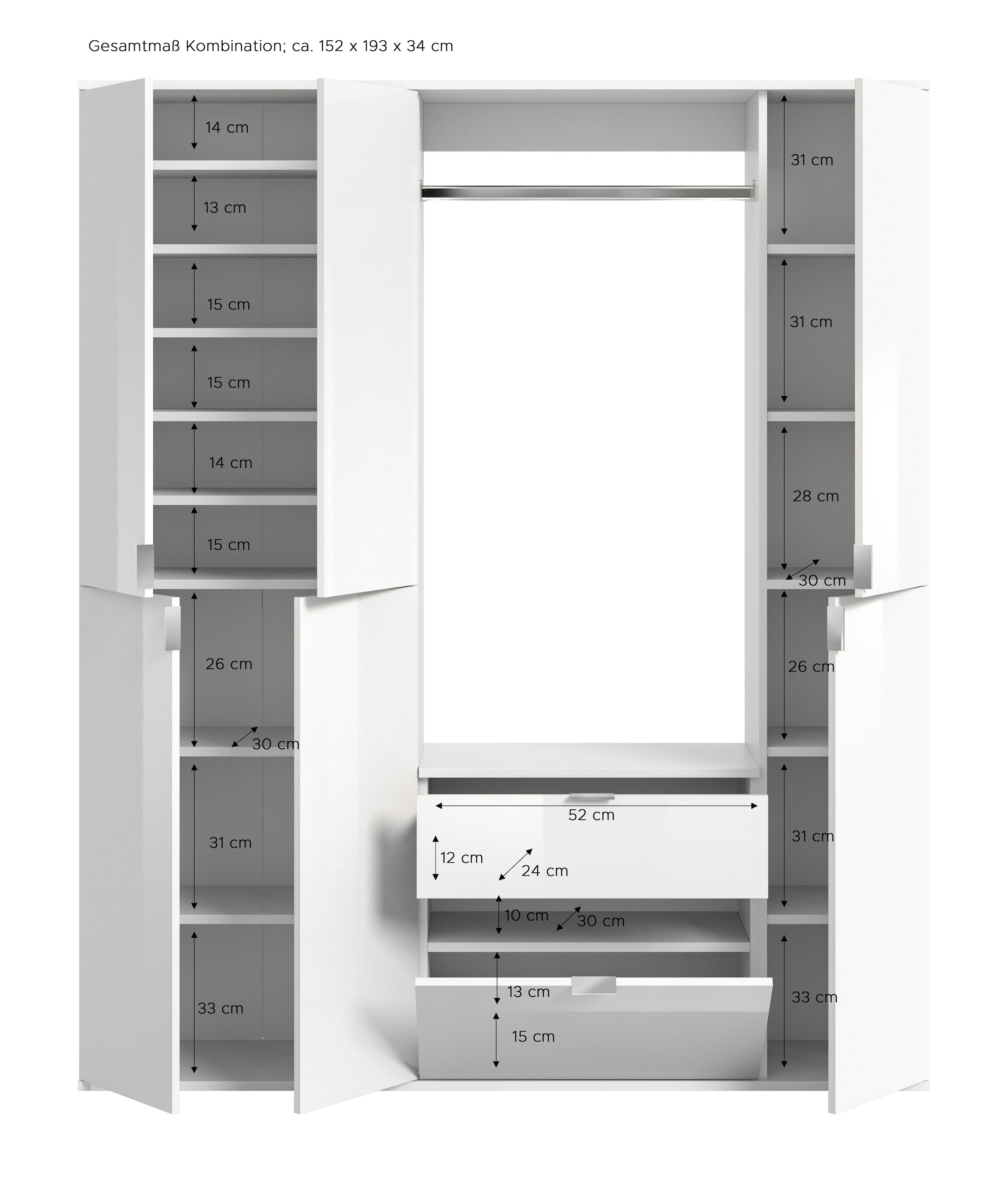 INOSIGN Garderoben-Set »Trondheim«, (Set, 4 St.), Diele, Flur, Schranksystem, Garderobenmöbel, Set, Kombination