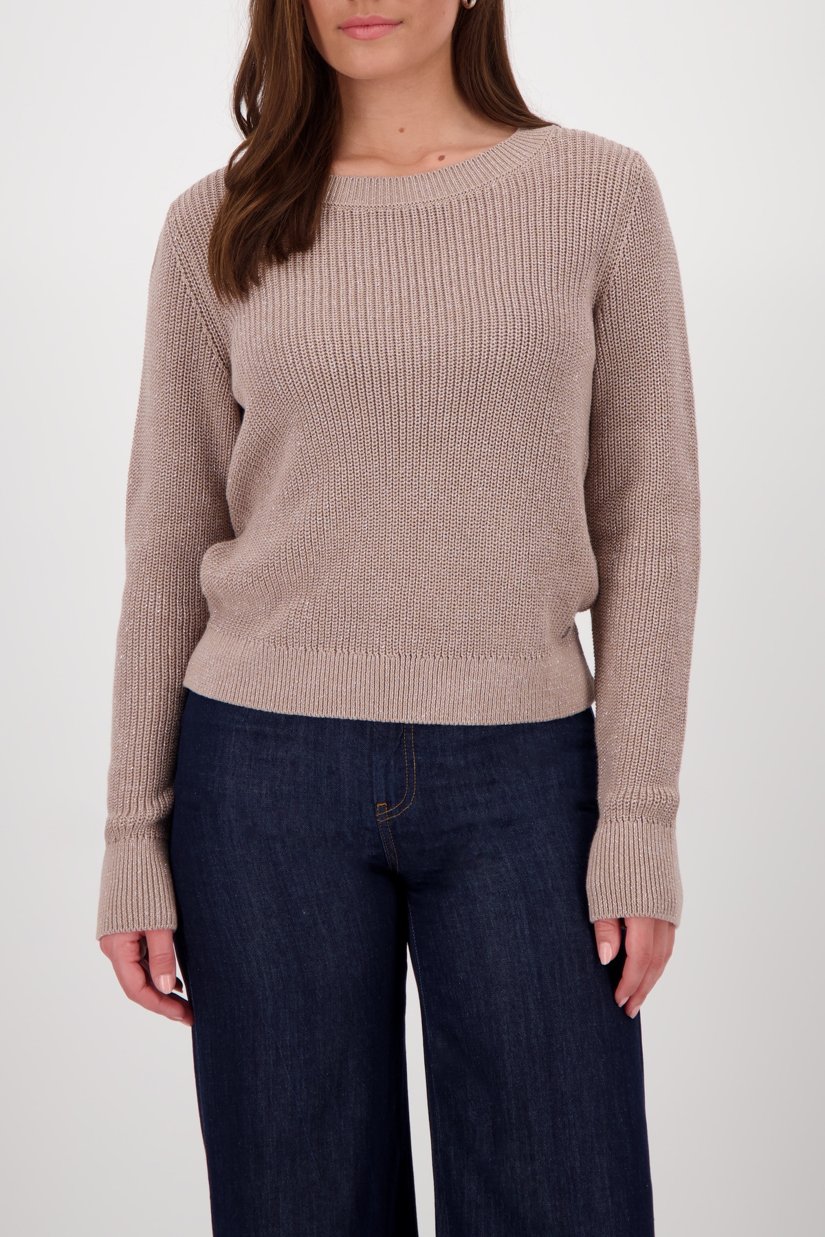 Monari Strickpullover »Pullover Basic Lurex« Mit Rundhalsausschnitt