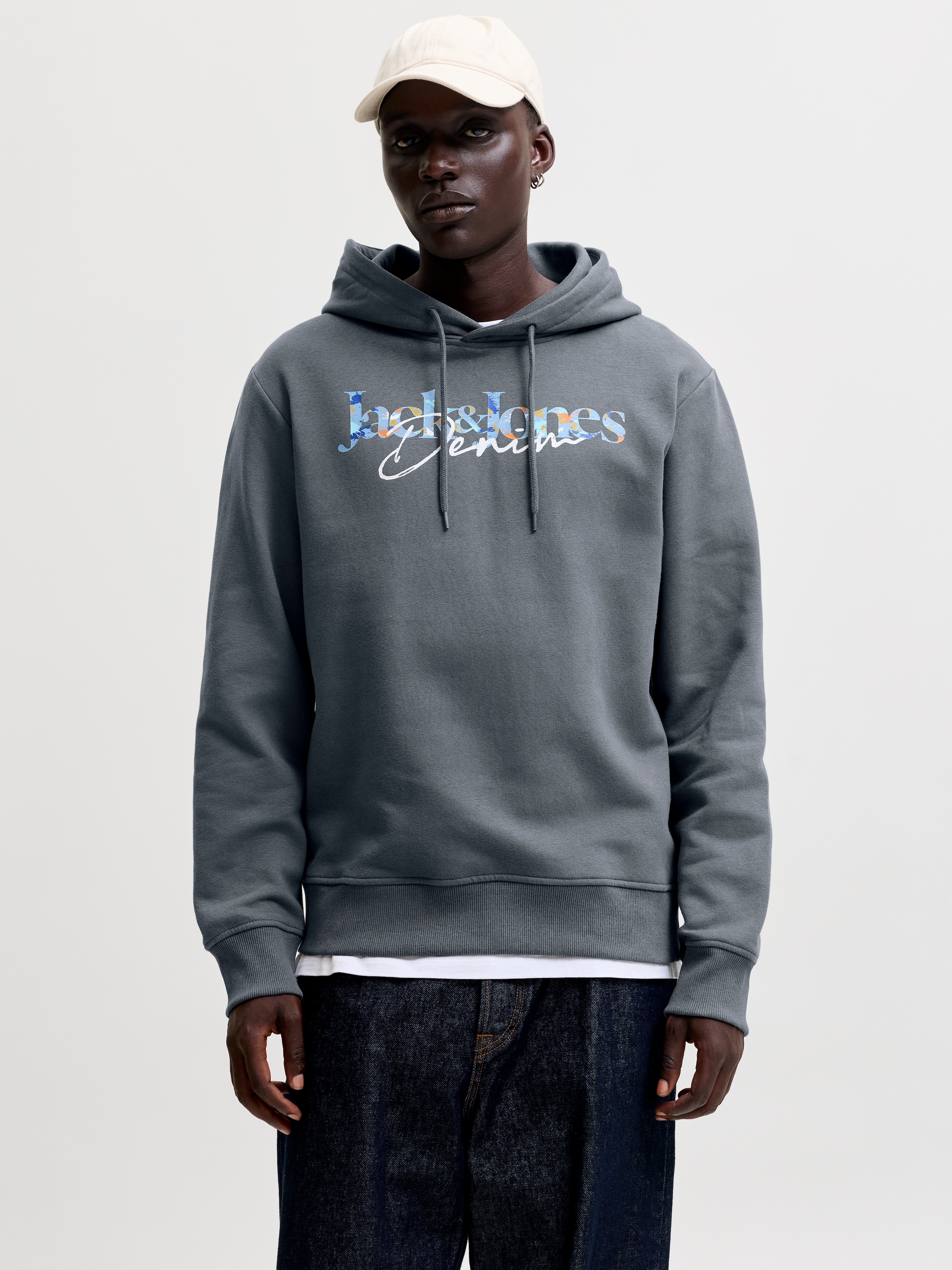 Jack & Jones Kapuzensweatshirt "JJTOM SWEAT HOOD", Baumwollmischung, normal geschnitten