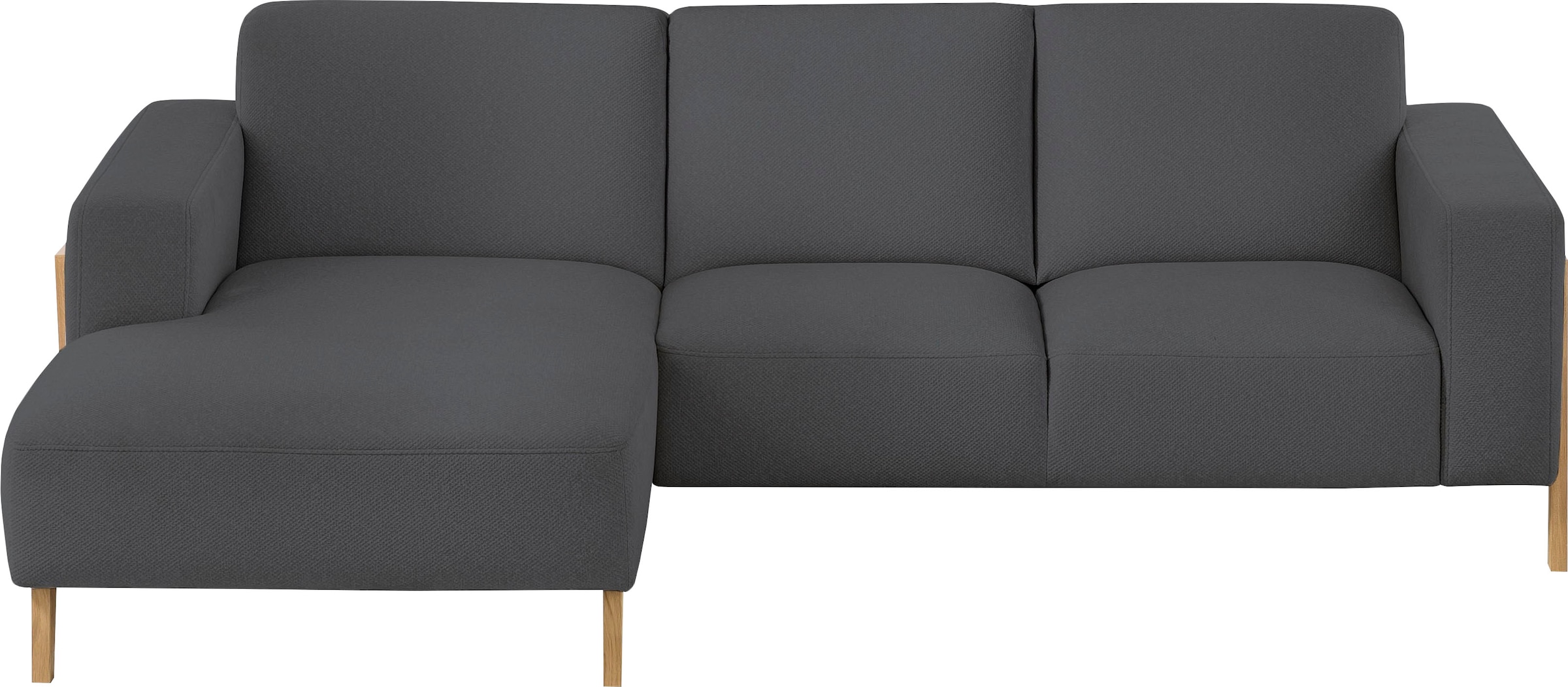 exxpo - sofa fashion Ecksofa »Starr Scandic Design, tolle Verarbeitung, bequem, Sichtholz am Armteil«, L-Form, wahlw. elektrische Sitztiefenverstellung, Massivholzfüsse