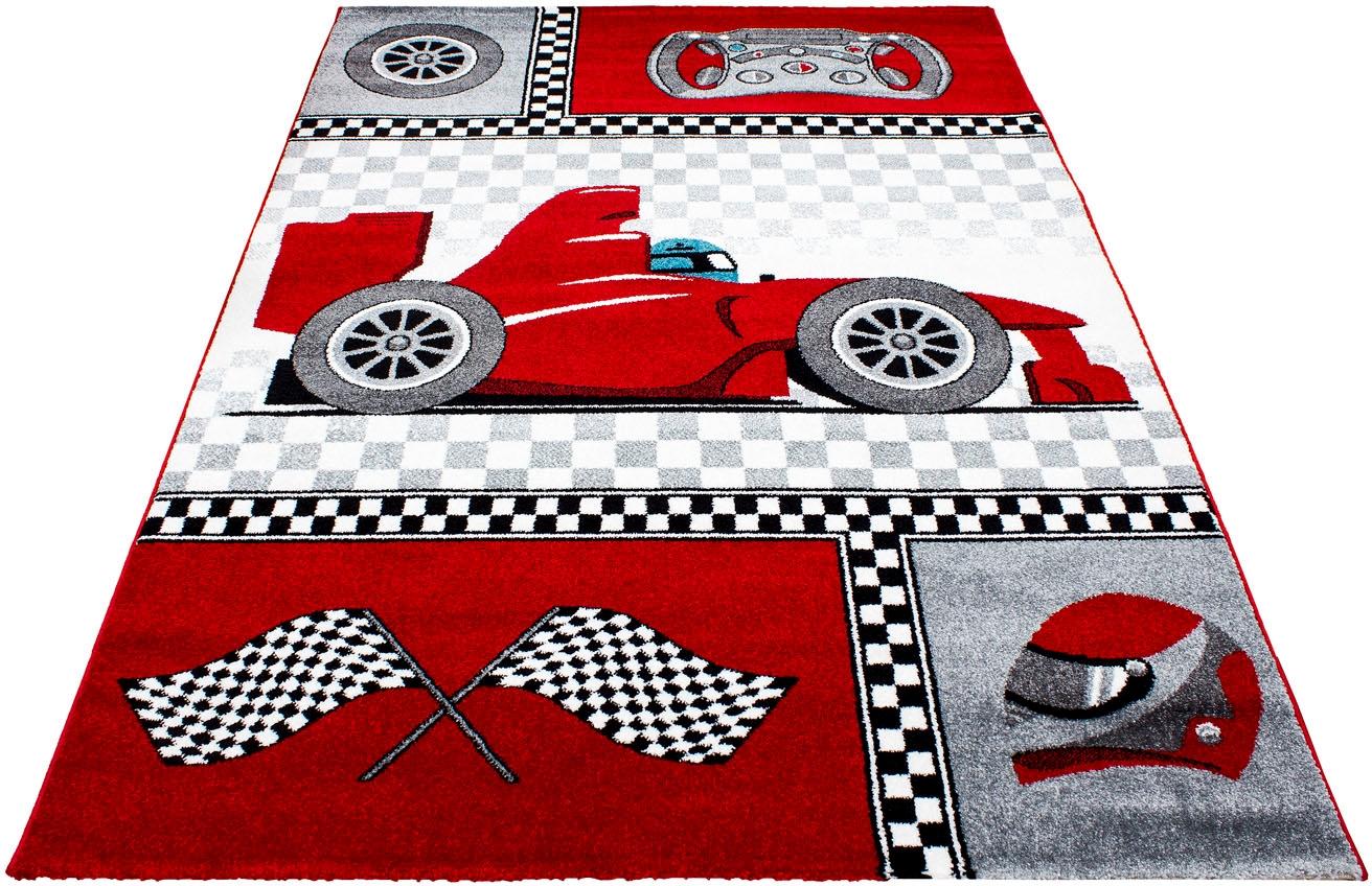 Ayyildiz Teppiche Kinderteppich »Kids 460«, rechteckig, 12 mm Höhe, Kurzflor, Motiv Rennwagen, Auto, Spielteppich