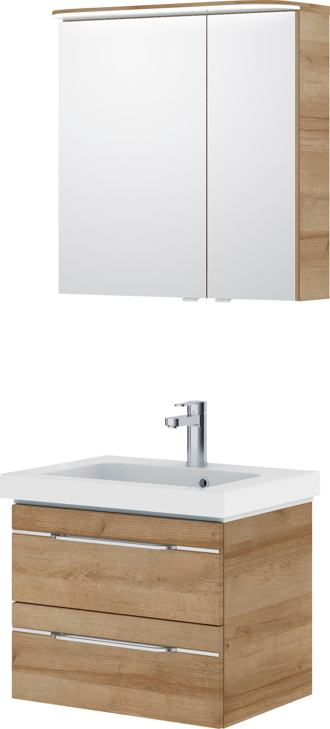Saphir Badmöbel-Set »Balto Sprint 2-teilig, Mineralmarmor-Waschtisch mit LED-Spiegelschrank«, (2 St.), Badezimmer Set inkl. Türdämpfer, 70 cm breit, 2 Türen, 2 Schubladen