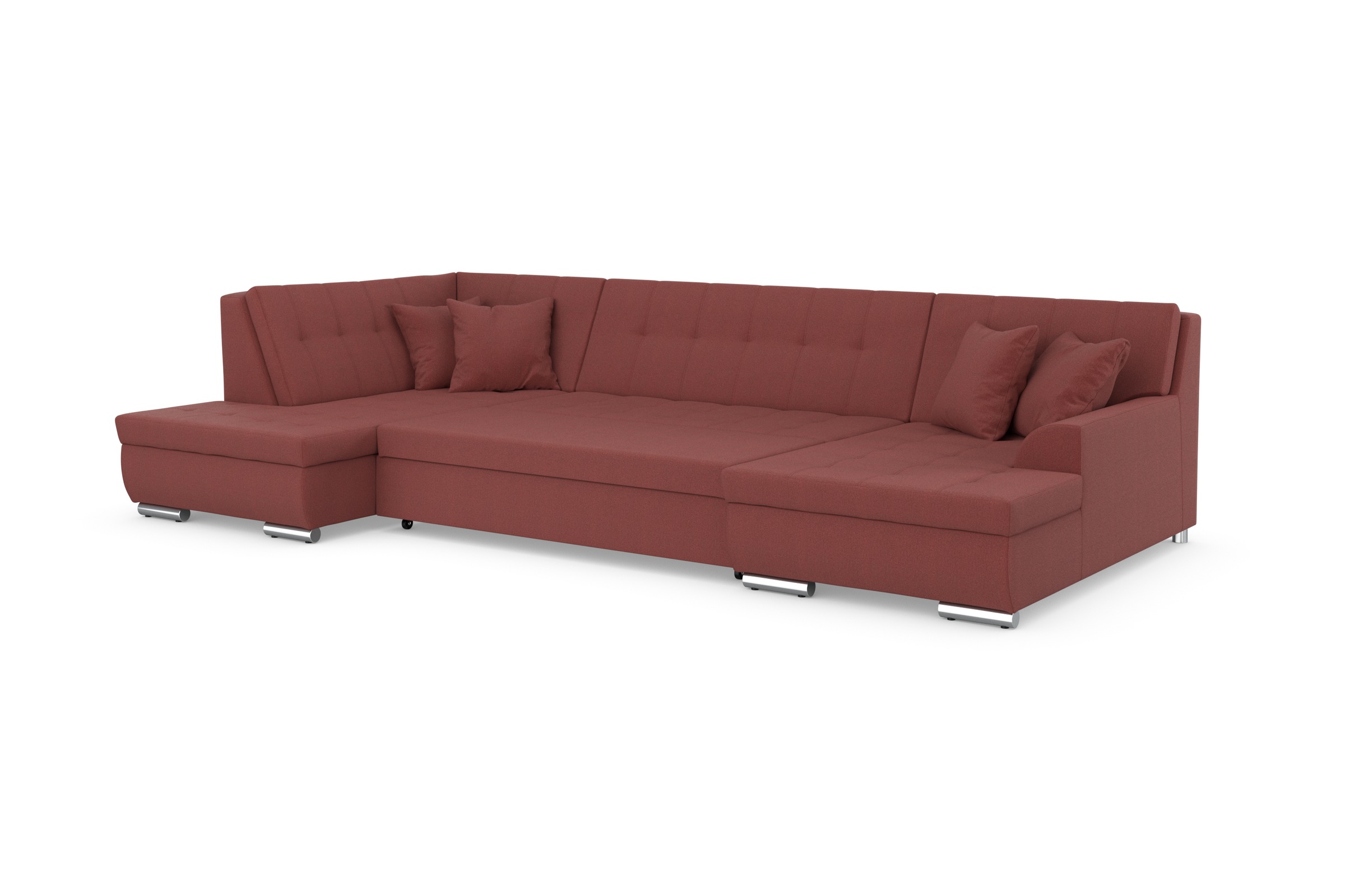 DOMO collection Wohnlandschaft »Treviso incl. Zierkissen, moderne Steppung, XXL: B/T/H: 364/201/83 cm«, wahlweise mit Bettfunktion, in vielen Bezugsarten auch in Cord U-Form