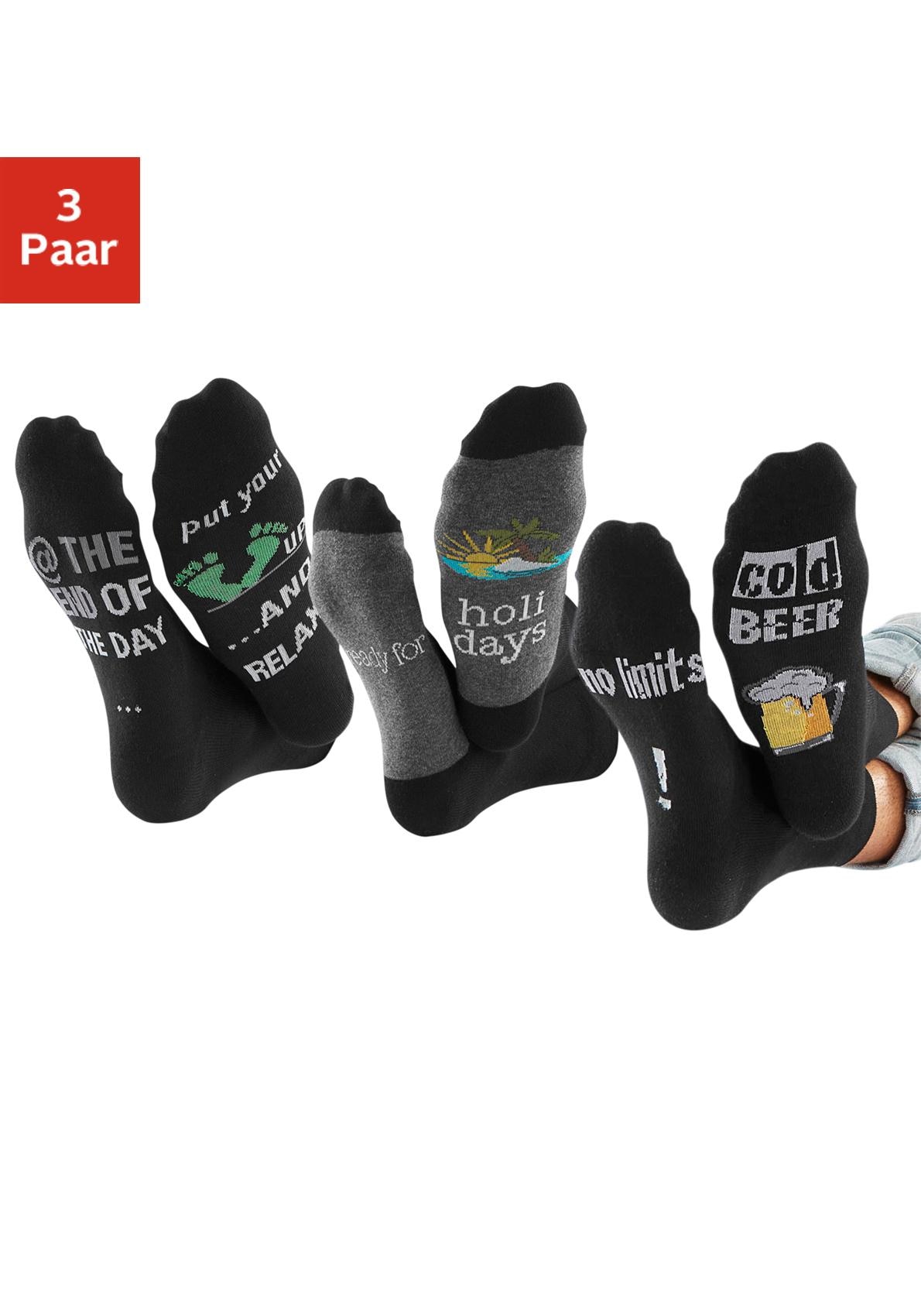 H.I.S Socken Packung, 3 Stk. tlg. mit Bier Print