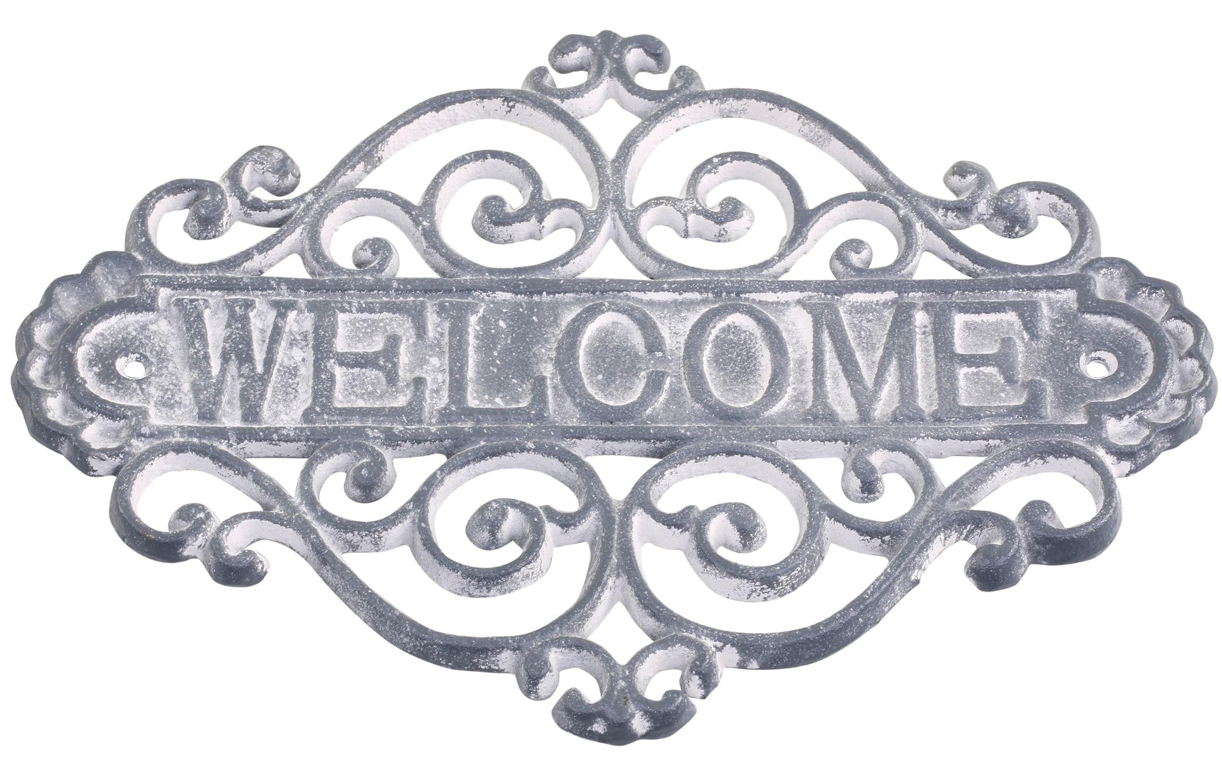 Metallschild »Schild Welcome, antique Grau«