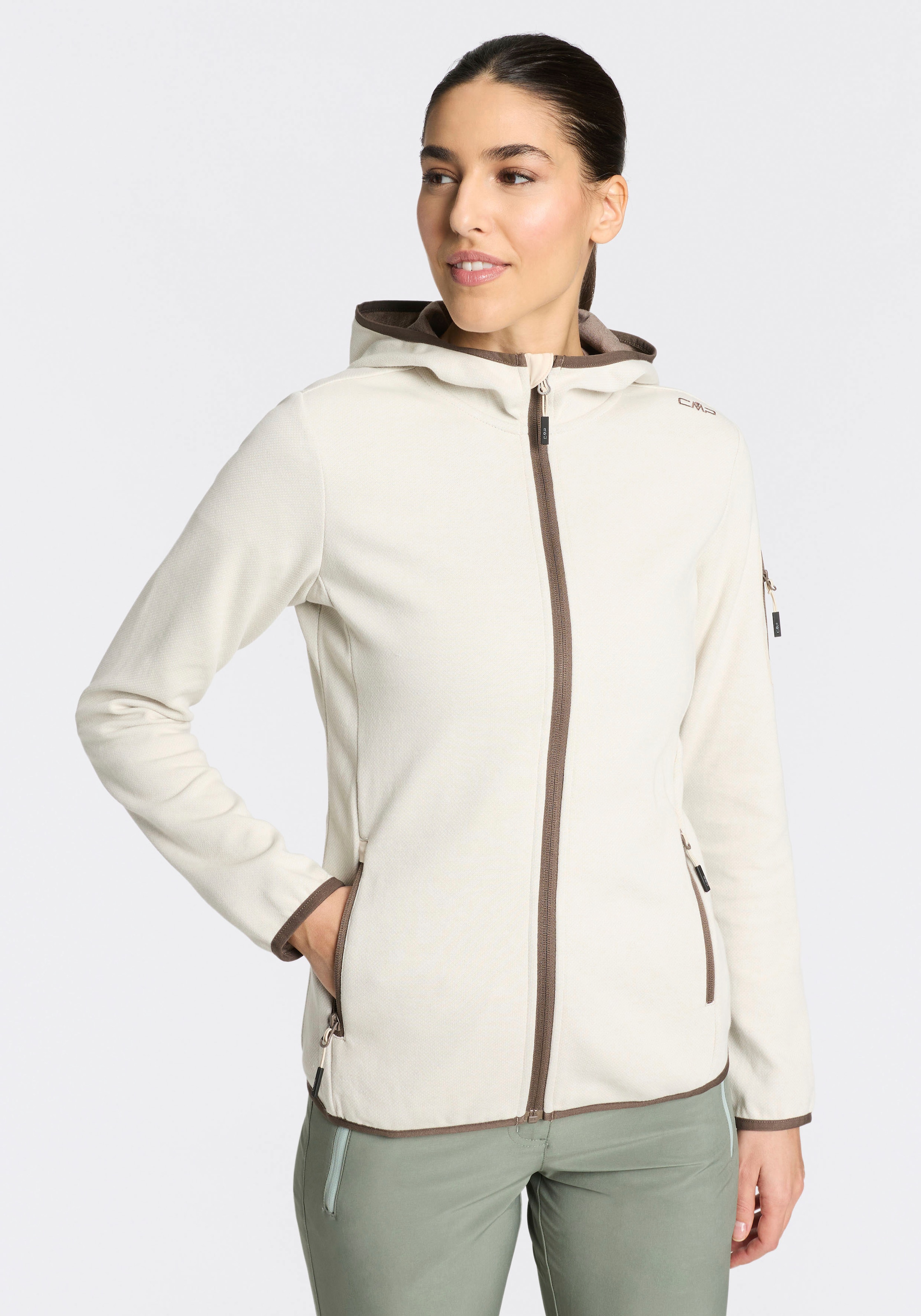 Cmp Cream, Off Wh Strickfleecejacke Aus Polyester Und Baumwolle, Erhältlich In Den Grössen 34 Bis 50