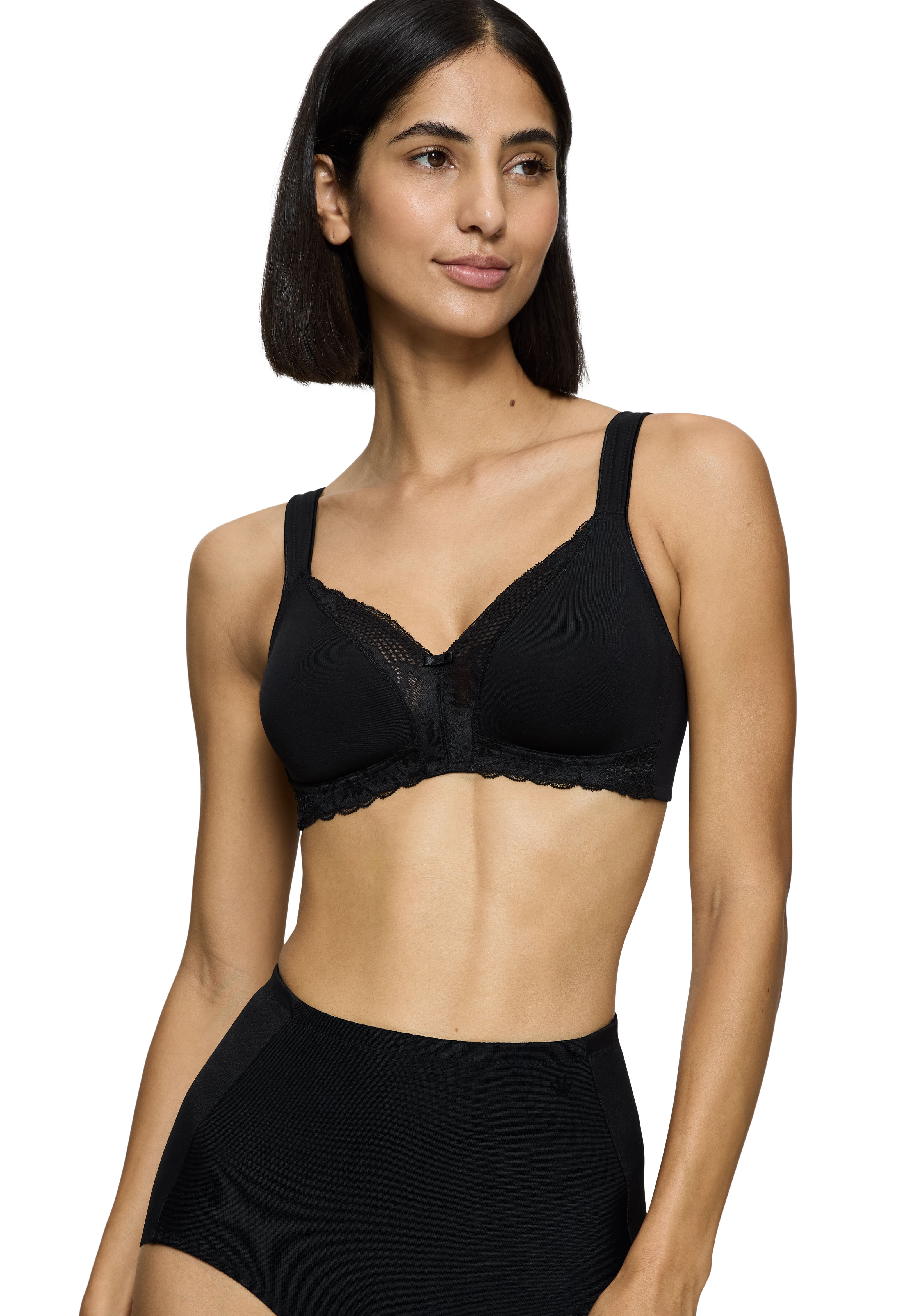 Triumph Bügelloser BH "Modern Lace+Cotton" Spitzeneinsätze, starker Halt ohne Bügel, atmungsaktiv, leicht