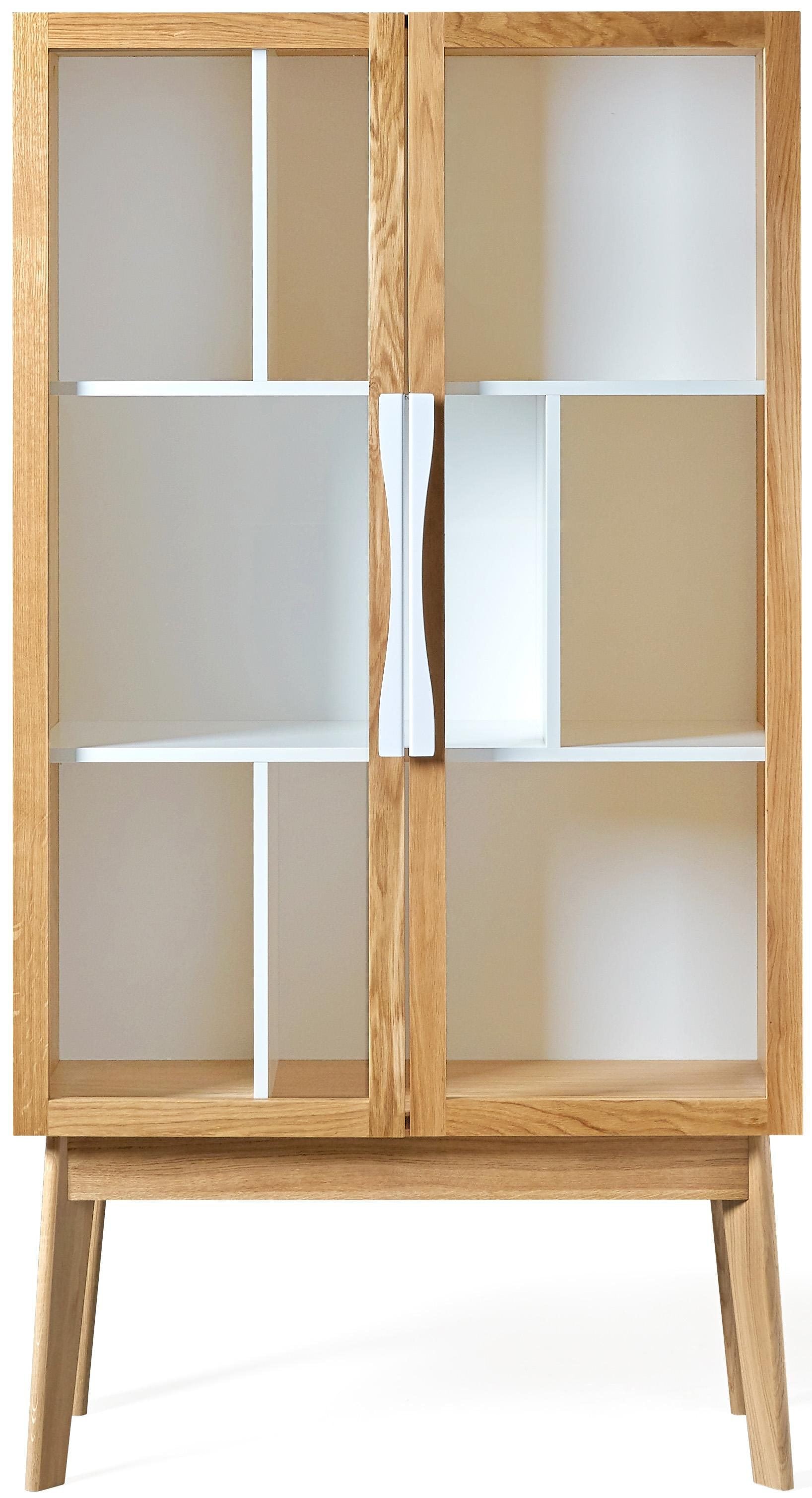 Woodman Bücherregal »Hilla«, cm, Jelmoli-Versand aus | mit online Holzfurnier 88 Türen Eiche Breite Glaseinsätzen, kaufen
