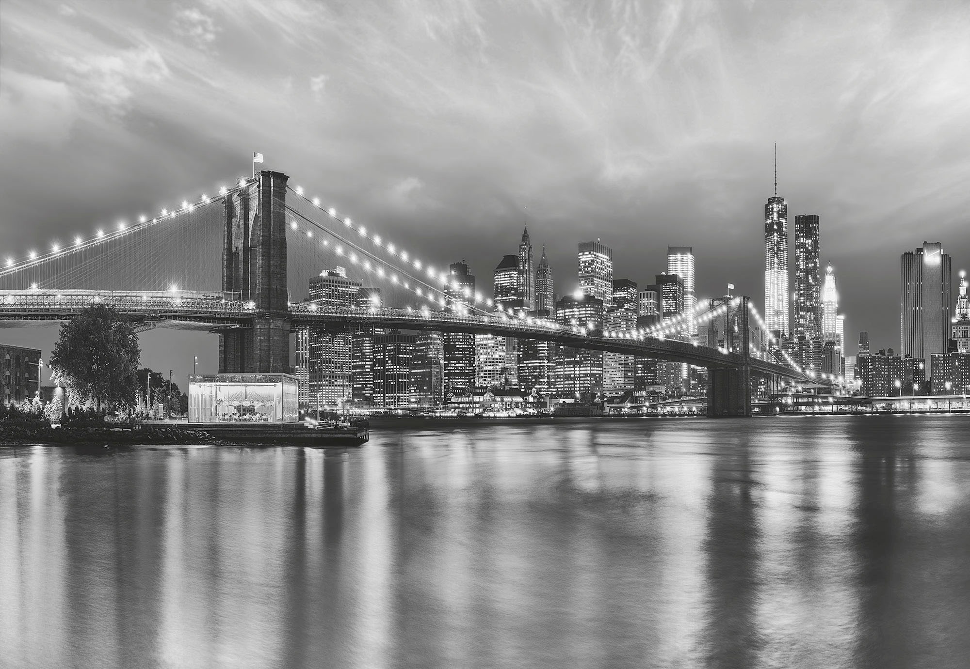 Komar Fototapete »Brooklyn B/W - Grösse 368 x 254 cm«, bedruckt, Wohnzimmer, Schlafzimmer