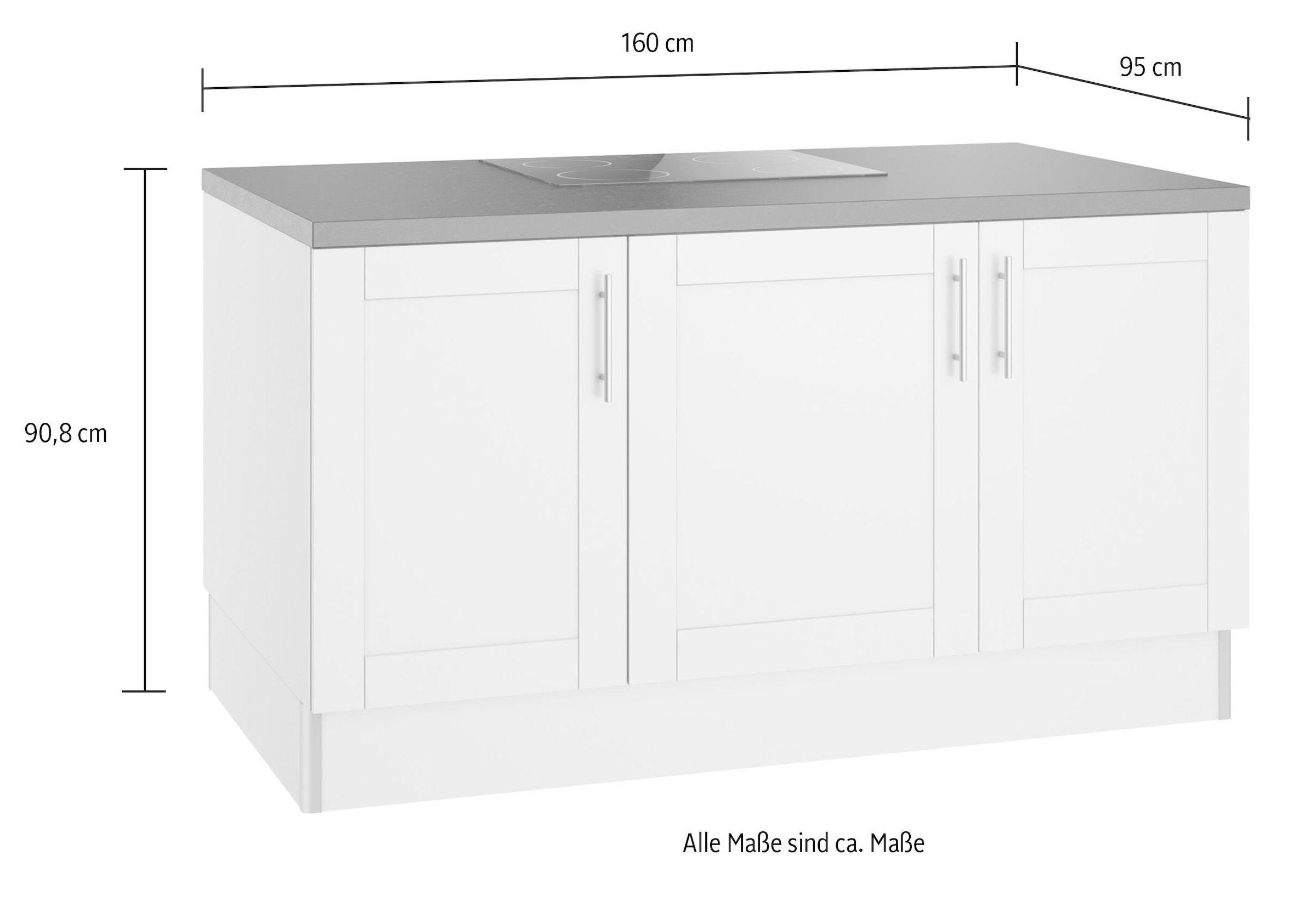 KOCHSTATION Kochinsel »KS-Ahus«, Kücheninsel, Breite 160 cm, wahlw. mit E-Gerät, Soft Close Funktion