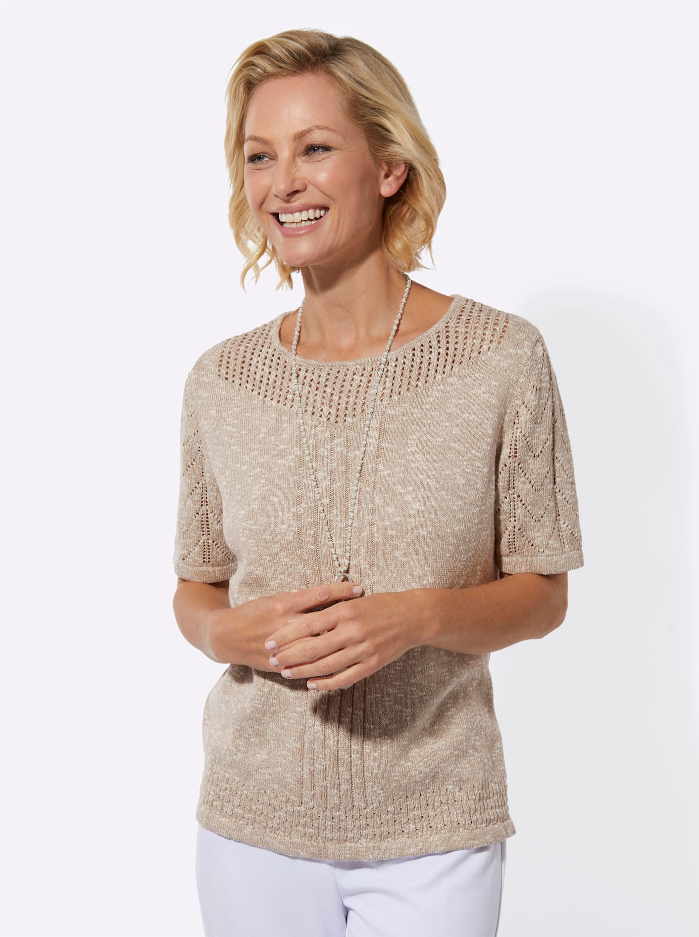Classic Rundhalspullover »Ajour-Pullover«