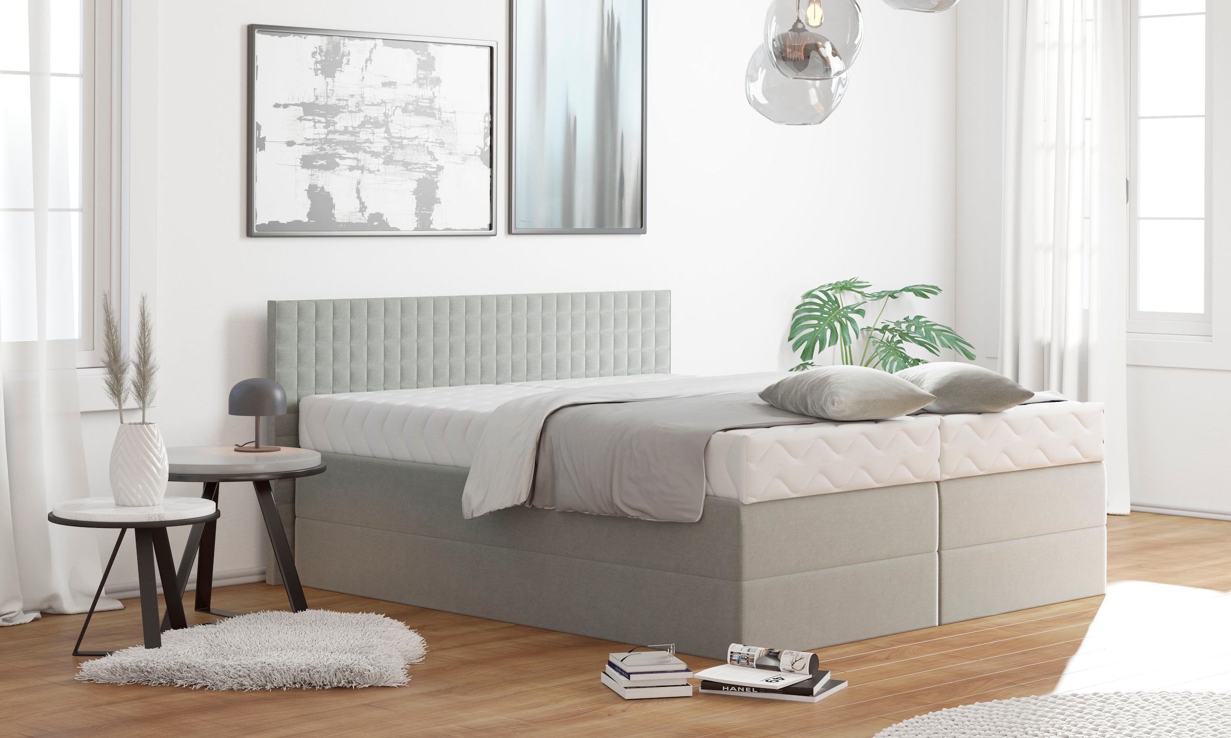 Westfalia Schlafkomfort Boxspringbett mit Zierkissen, wahlweise mit Topper