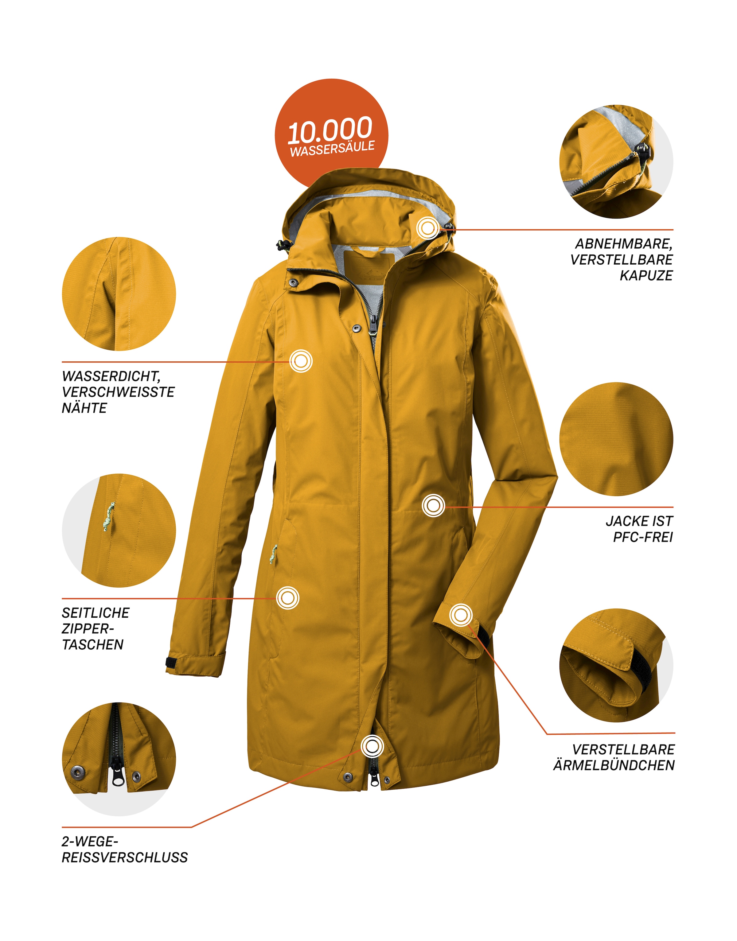 Killtec Parka »KOS 93 WMN PRK«, Wasserdichter, atmungsaktiver Parka mit abnehmbarer Kapuze