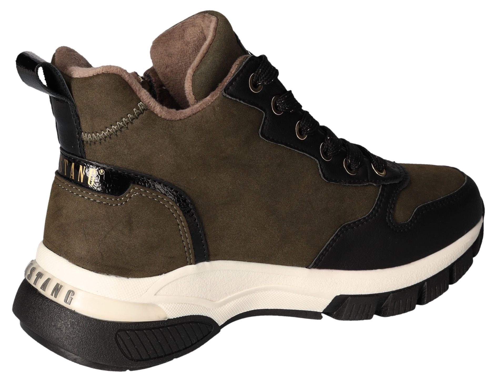 Mustang Shoes Schnürboots, High Top Sneaker, Stiefelette mit zusätzlichem Reissverschluss
