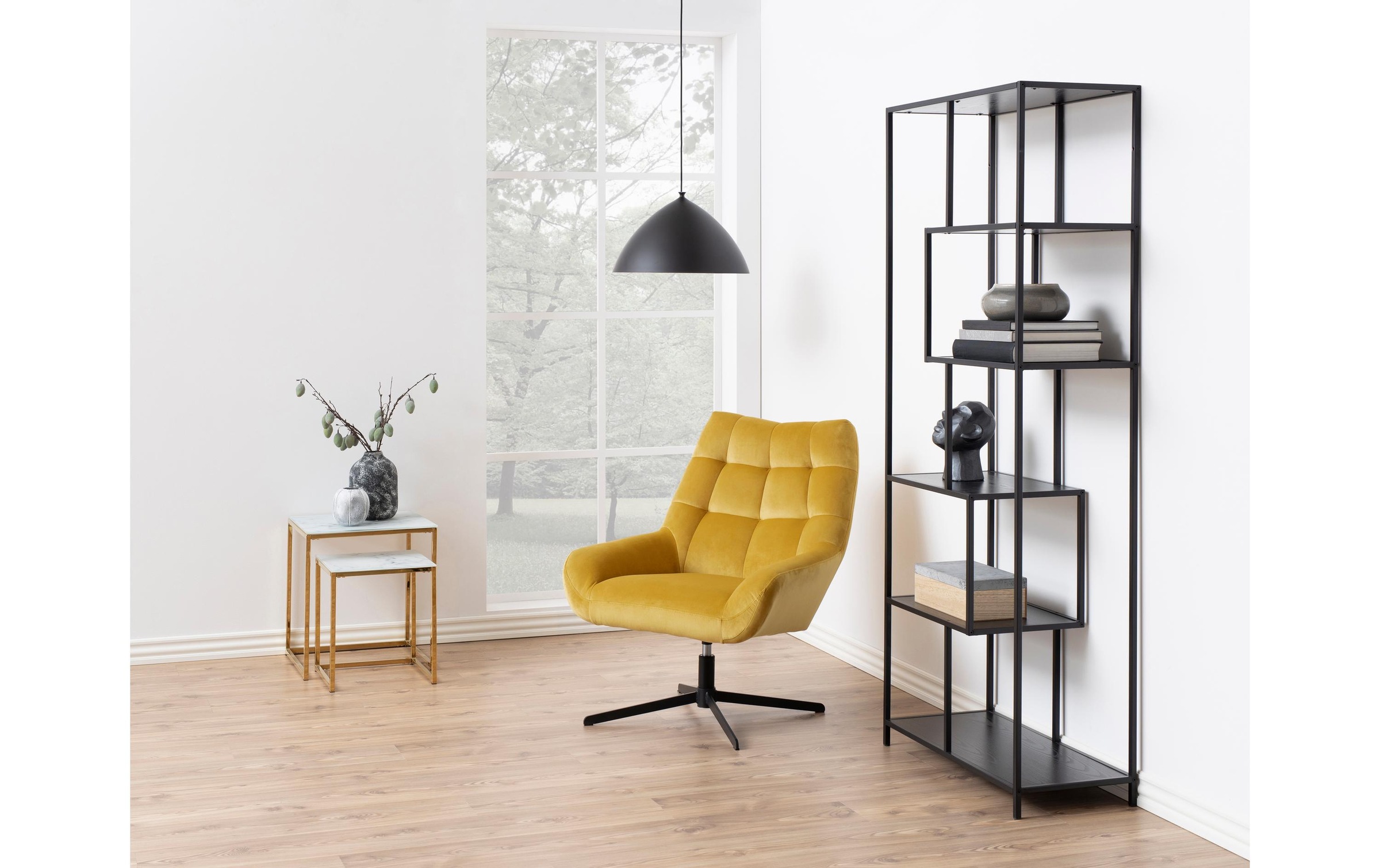 Seaford Tall Black Metal Bookcase with 5 Black Shelves, none