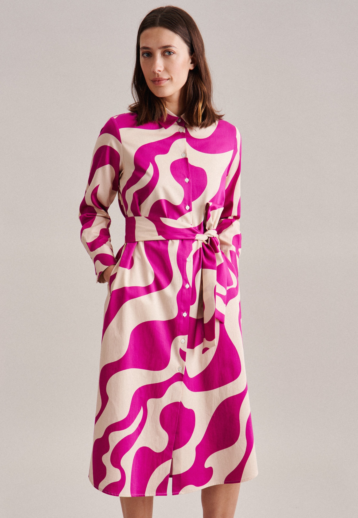 seidensticker Sommerkleid »Schwarze Rose« Kragen Druck