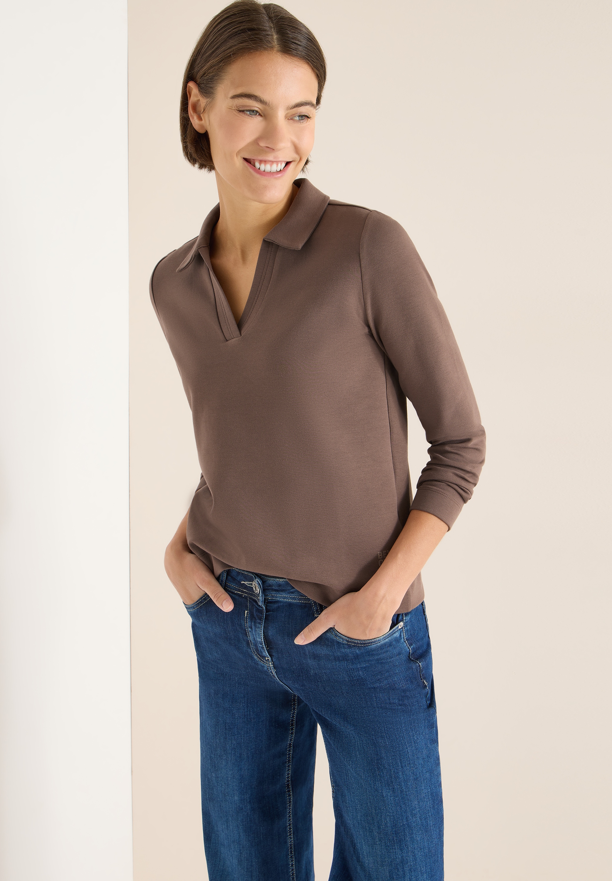Cecil Langarmshirt mit Polokragen