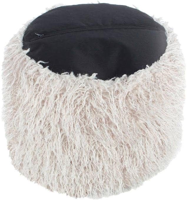 Kayoom Pouf »Fellpouf Bobtail 125, Fellhocker in zweifarbigem Design«, (1 St.), modern, dekorativ, kindersicherer Reissverschluss an der Unterseite