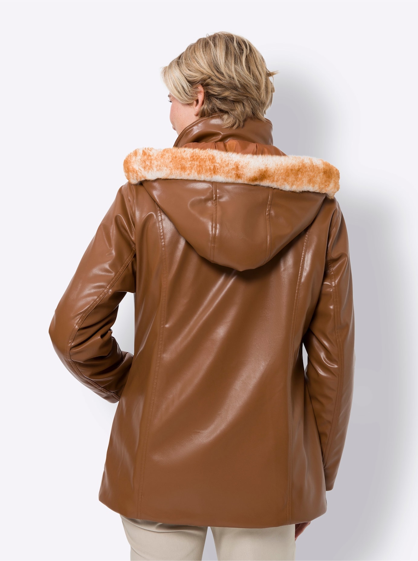 Classic Basics Lederimitatjacke, mit Kapuze