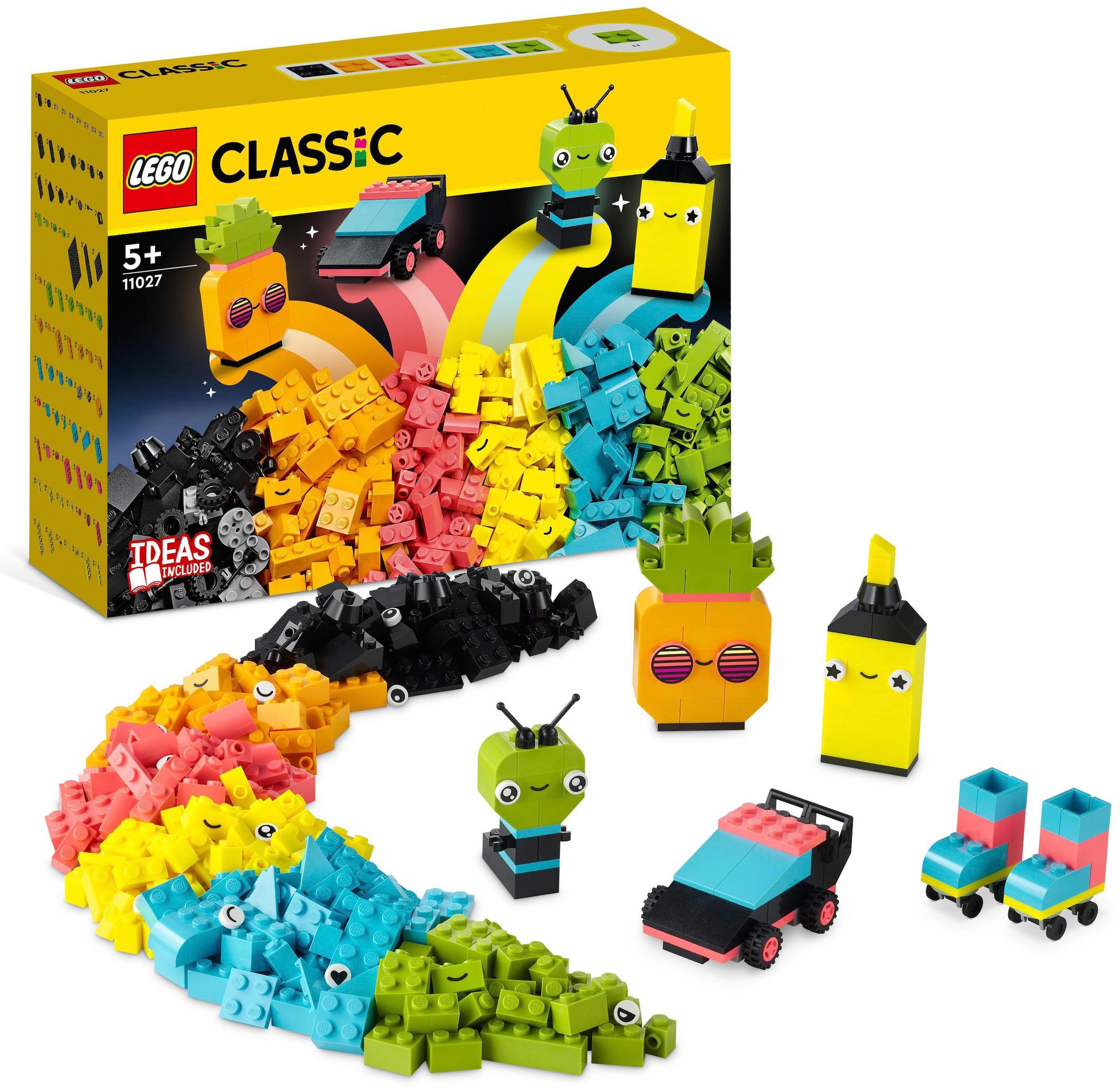 Konstruktionsspielsteine »Neon Kreativ-Bauset (11027), LEGO® Classic«, (333 St.)